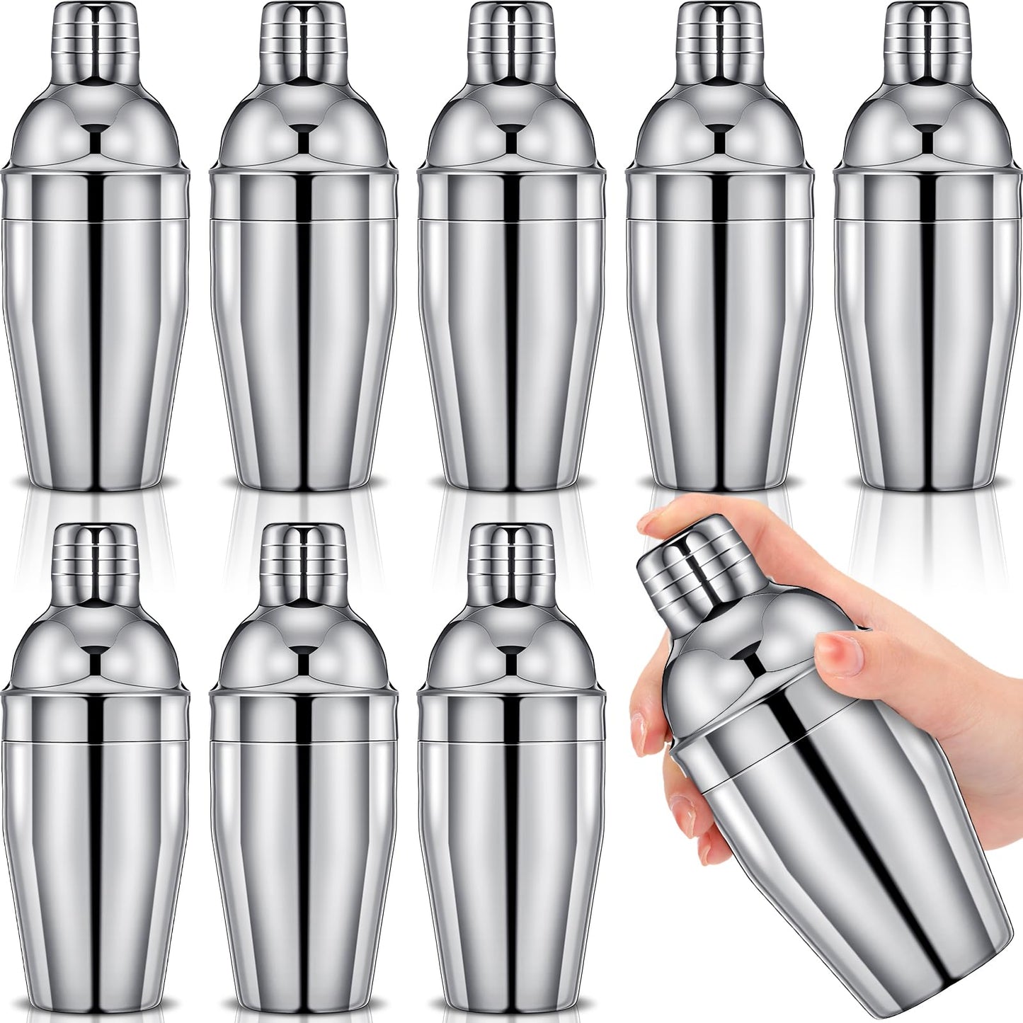 Nitial 9 Pcs Bar Cocktail Shaker Professional Stainless Steel Martini Drink Mixer with Built-in Strainer for Bartending No Leaks Boston Shaker for Bar Party Drink Mixing Tool(11.8 oz)