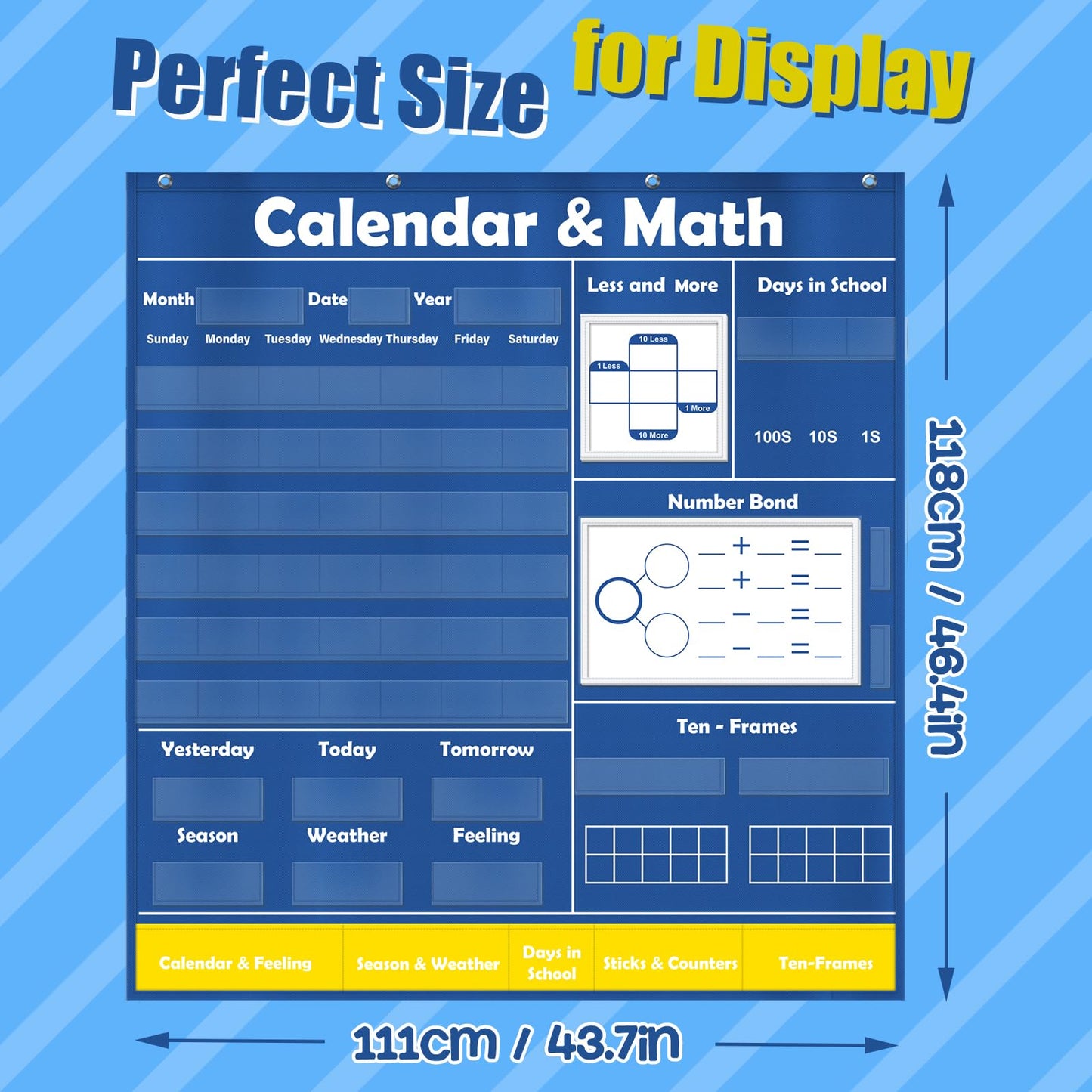 Quilinz Pocket Chart for Classroom,Toddler Preschool Classroom Math Calendar,Circle Time Learning Center,Math Manipulatives,Addition and Subtraction Games,Homeschool Supplies,Classroom Must Haves
