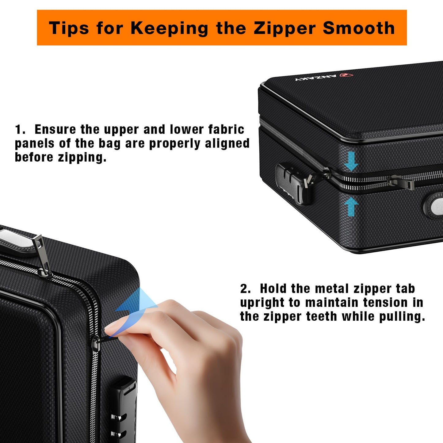 ANZAKY Fireproof Document Box with Fireproof Zipper, Hard Inner Shell Fireproof Document Bag with Lock, Fireproof Water Resistant Important Document Organizer 16 inch Laptop File Briefcase (Black)