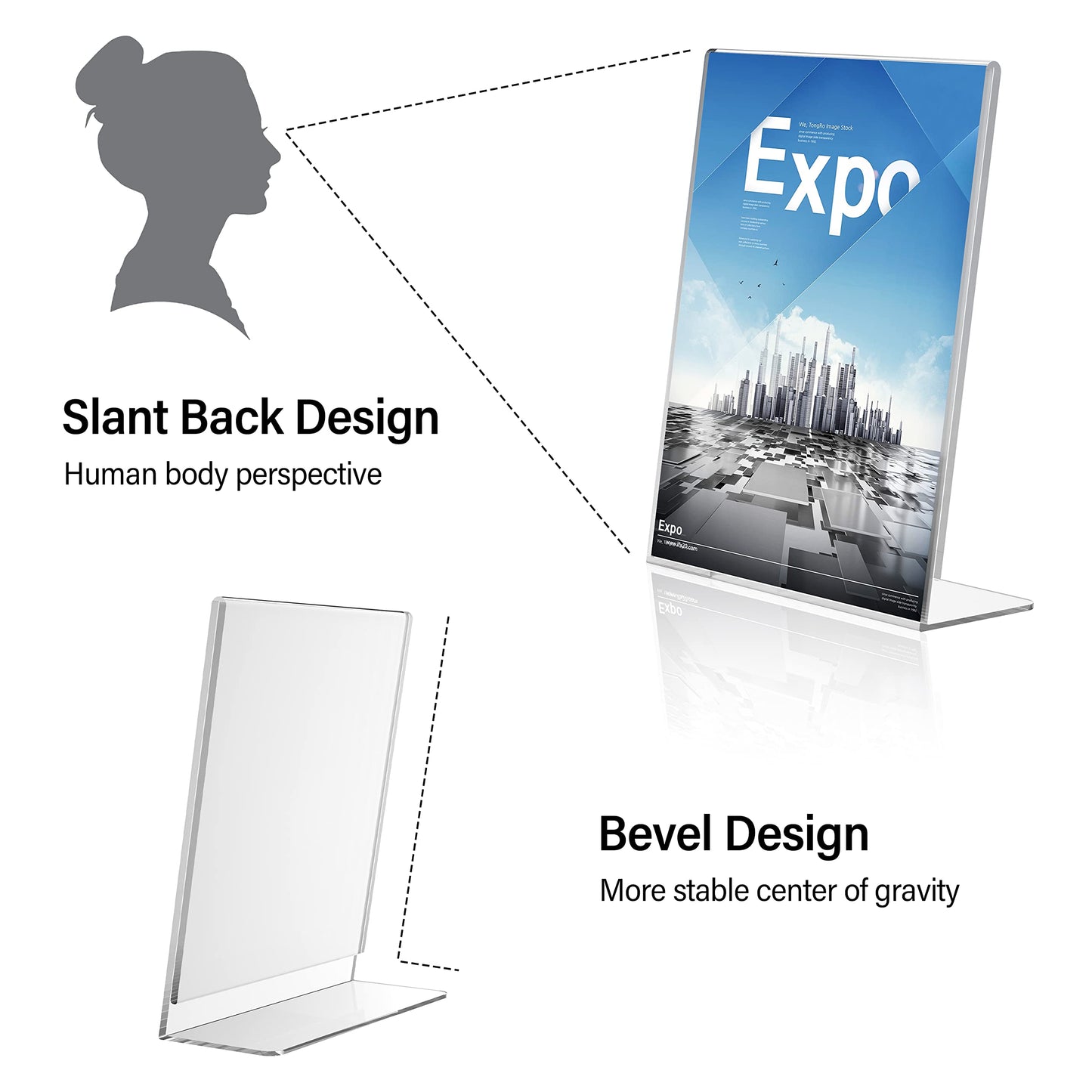 Relx Acrylic Sign Holder 8.5 x 11, Slant Back Display Stand, Clear Frames Plastic Sign Holder for Store, Restaurant (24 Pack)
