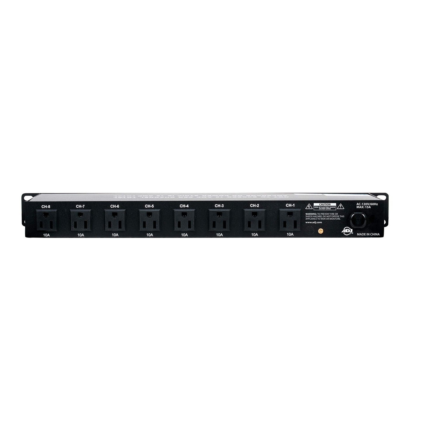 ADJ PC100A power strip single rack space unit with 8 on off lighted toggle switches and 15 amp breaker