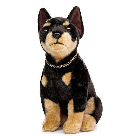 Double Bread Realistic Doberman Dog Plush Toy - Simulation 12" Standing Doberman Noble Pet Dog Stuffed Animal Puppy Model Toy, Unique Plush Gift Collection for Kids Birthday, Home Decor