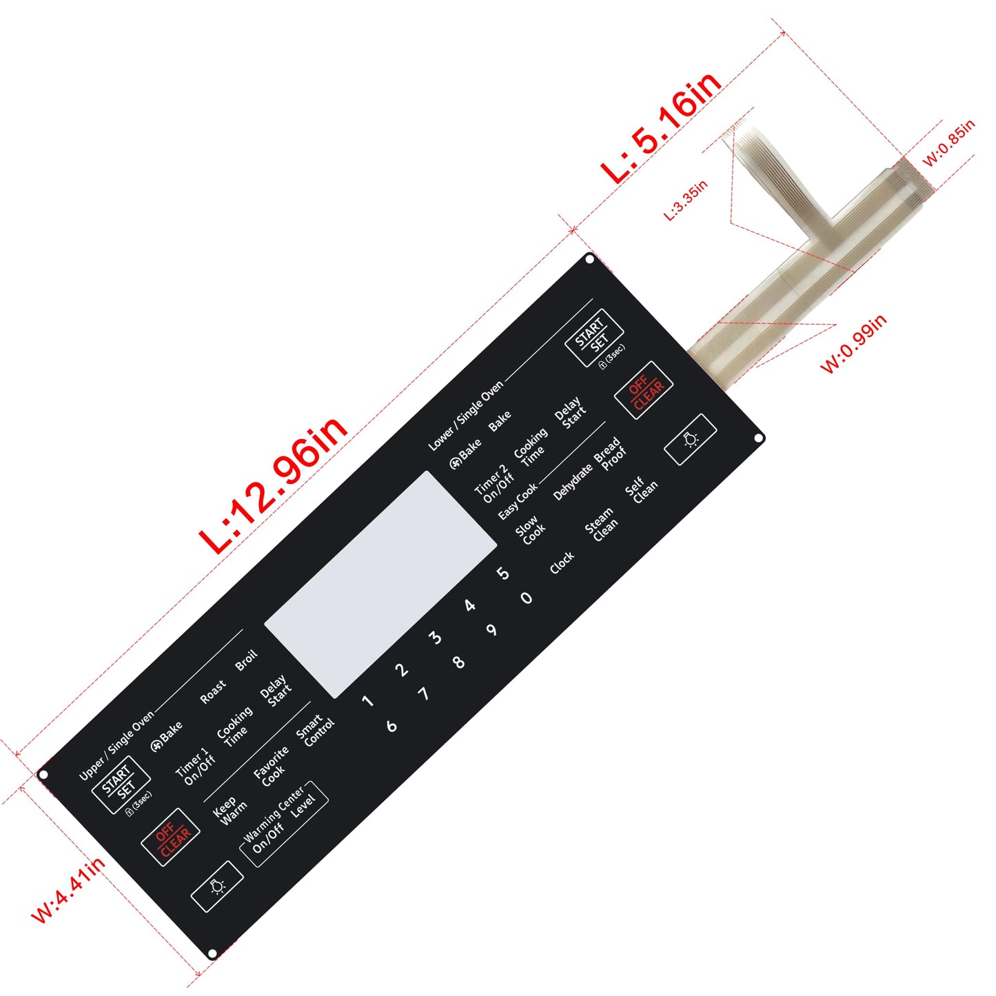 DG96-00559A Range Switch Membrane Touchpad Control Panel Compatible with Samsung Gas Ranges Ovens, Replaces NE59M6850SS/AA、NE59M6850SS/AA-00