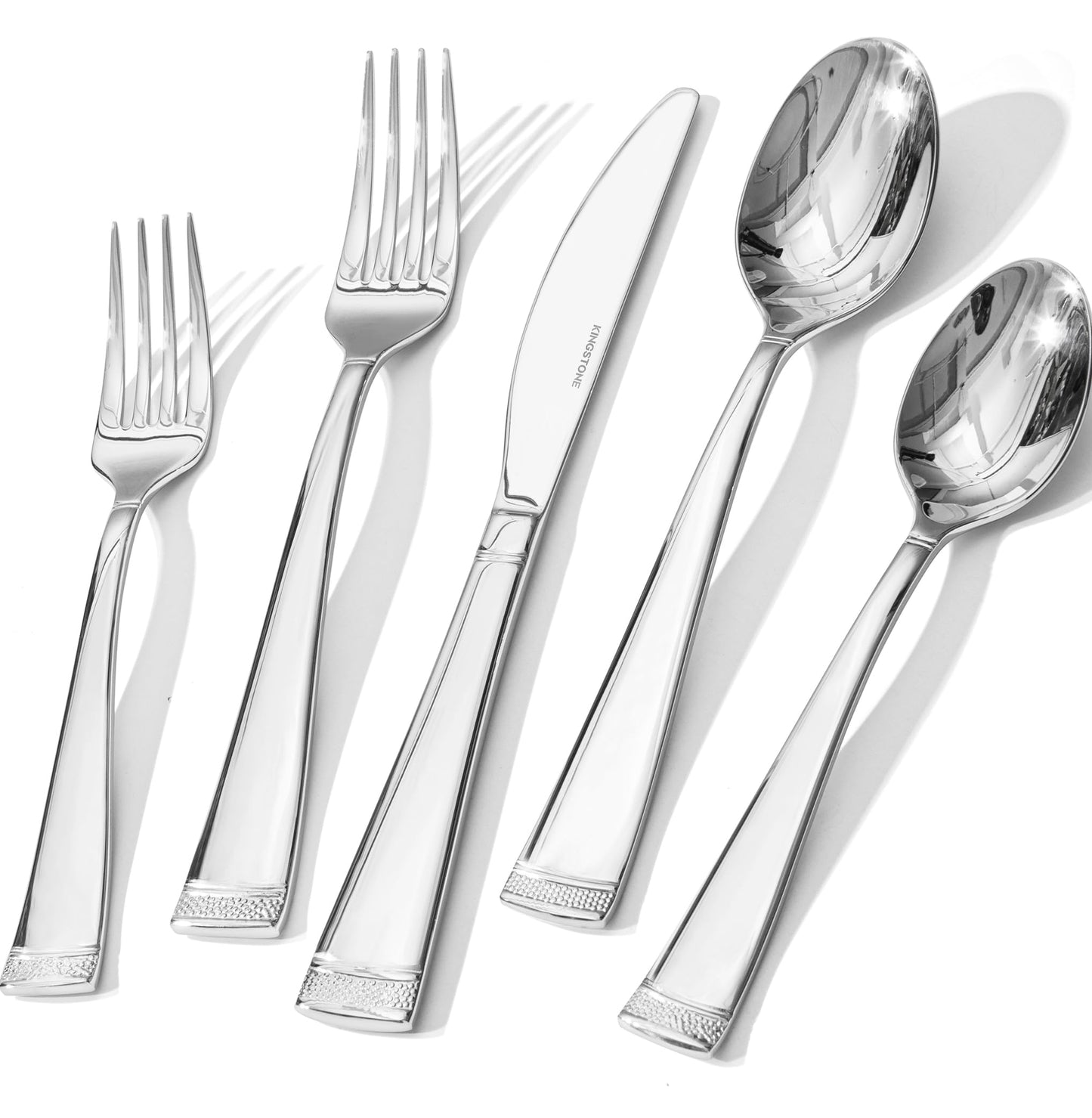 KINGSTONE Silverware Set, 40-Piece Flatware Set for 8, 18/10 Stainless Steel Cutlery Set with Bead Edge, Utensil for Kitchen, Home, Party, Wedding, Mirror Polished, Dishwasher Safe, Featured Gifts