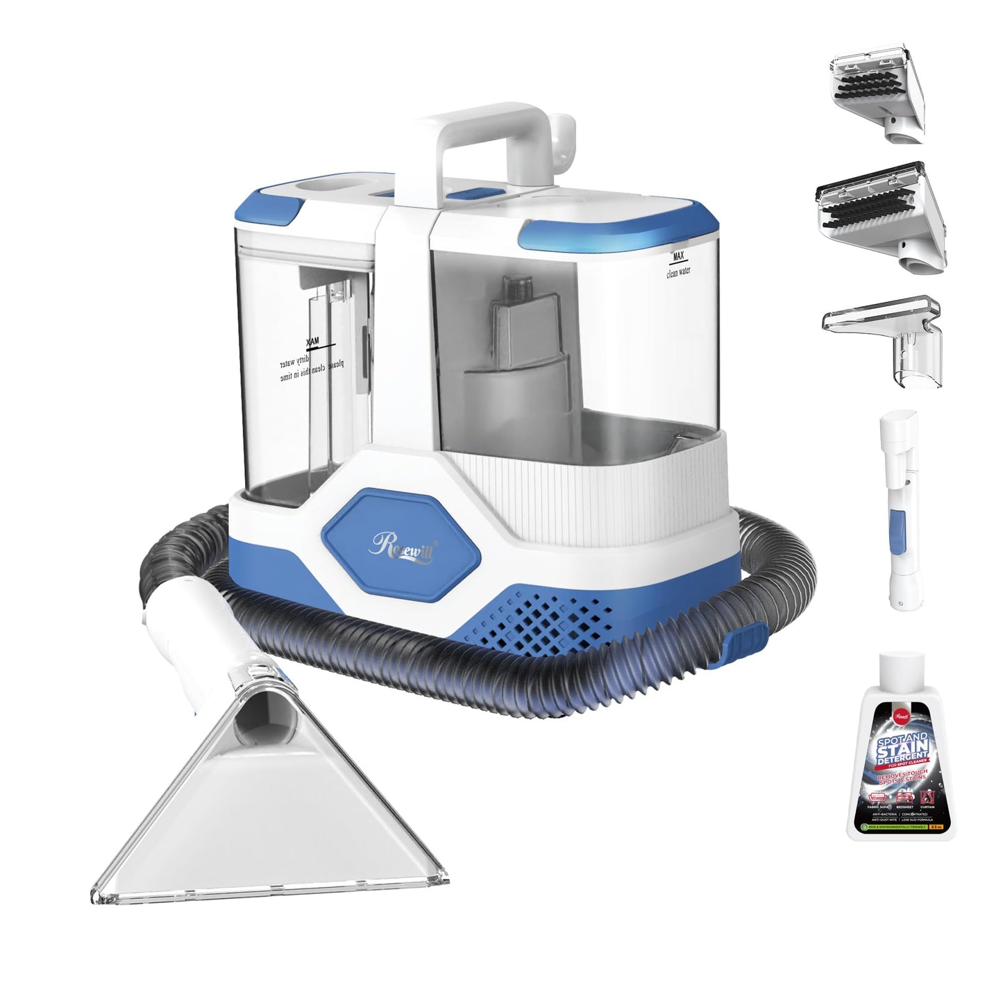 Rosewill Multi-Purpose Portable Carpet and Upholstery Cleaner, Powerful Suction 18 KPa Spot Cleaner, 600W Motor, Car and Auto Detailer, Stain/Spot Remover; Versatile Use: Carpet, Sofa, Pet Hair