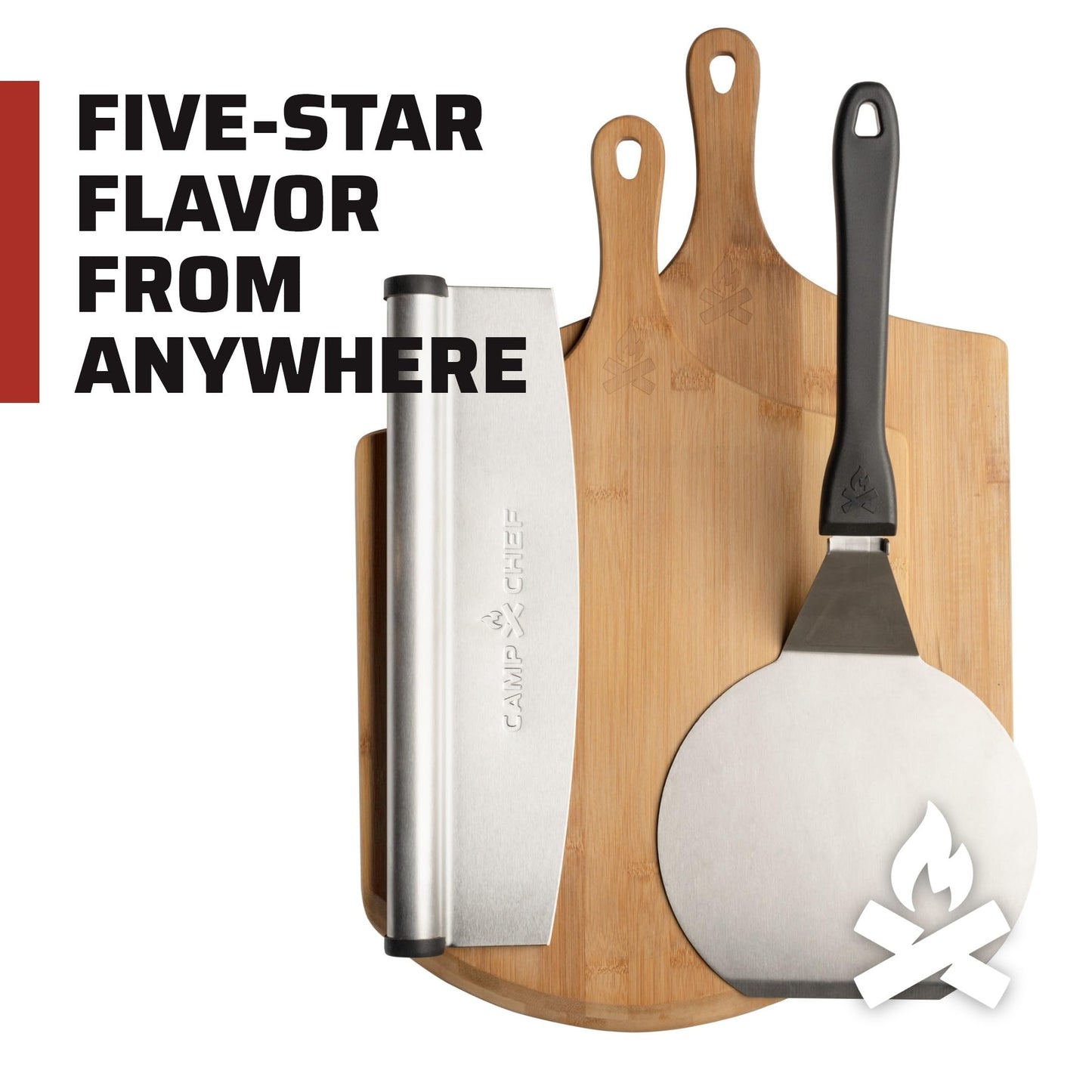 Camp Chef Pizza Accessories Kit - Includes 2 Pizza Peel, 1 Pizza Spatula & 1 Rocking Pizza Cutter - Premium Pizza Kit for Indoor or Outdoor Cooking