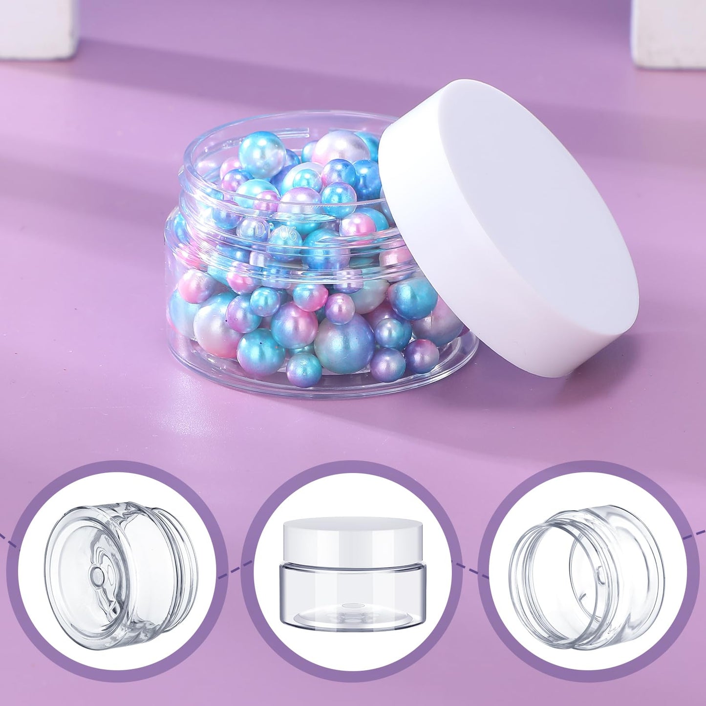 Lanties 200 Pcs 1 oz Empty Bulk Plastic Container Jars with White Lid Leak Proof Round Clear Plastic Jars Small Cosmetic Travel Containers for Storage Makeup Beauty Products Creams Lotion Ointments