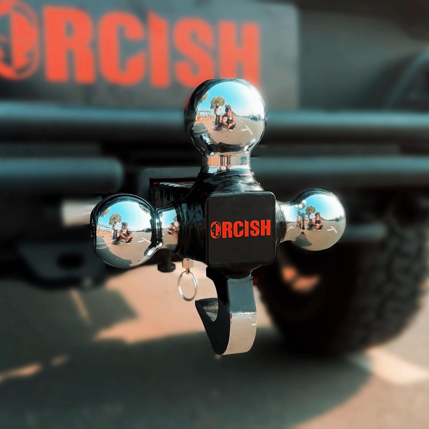 ORCISH 360° Swivel Trailer Hitch, Tri-Ball Mount with Pin & Heavy Duty Hook, Chrome-Plated Trailer Ball Size 1-7/8", 2" and 2-5/16", Fit 2 Inch Hitch Receiver, Rotating Ball Hitch, Towing Hitch