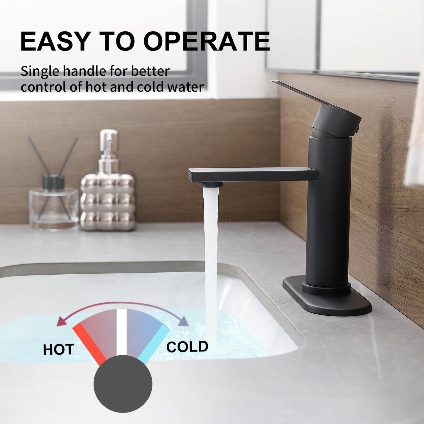 YXOCVIR Bathroom Faucet Single Hole Single Handle Vanity Modern Sink RV Black Bathroom Faucet with Pop-up Drain for 1 - or 3 Hole Sink (Black)