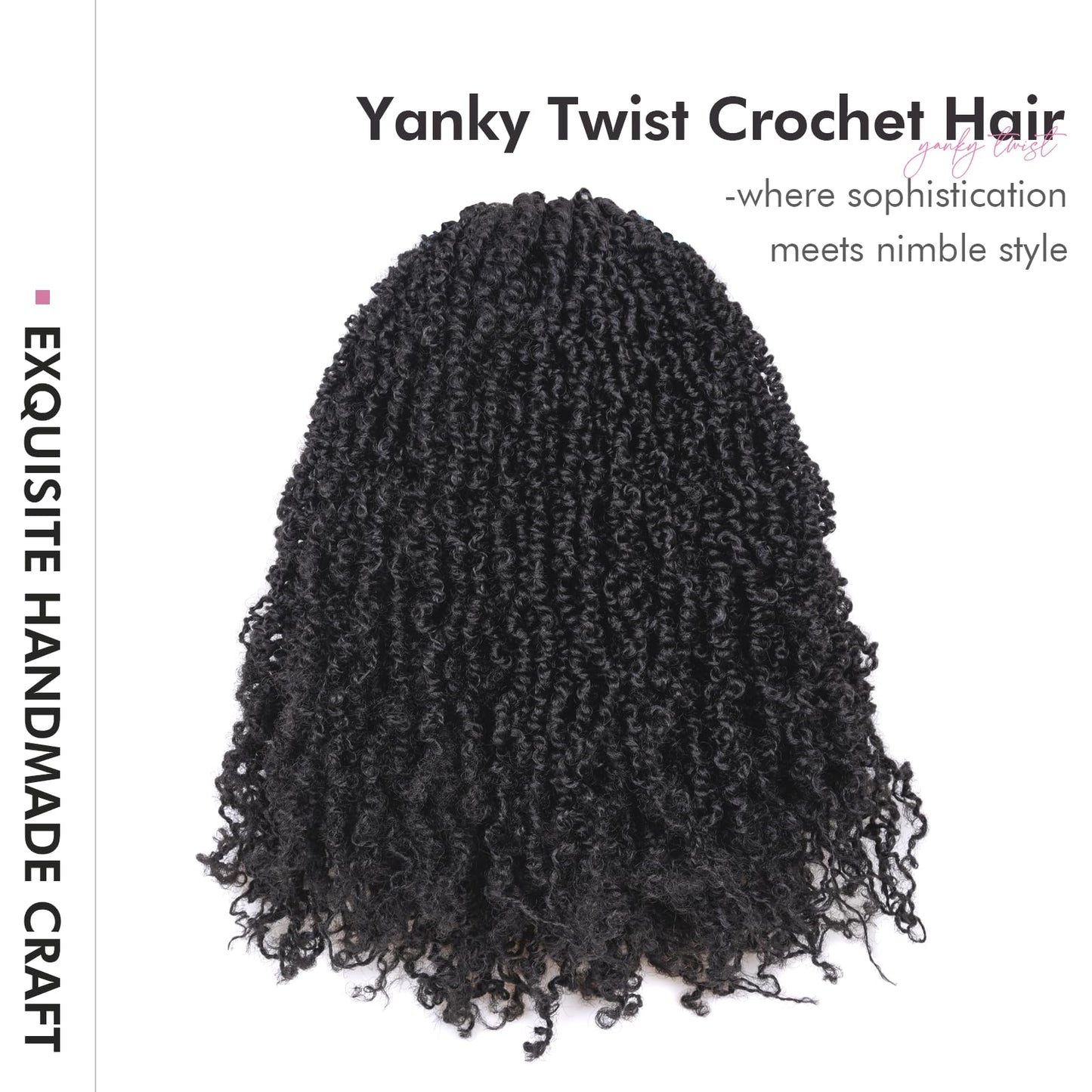 Toyotress Yanky Twist Crochet Hair - 14 Inch 8 Packs (30 Strands/Pcs) Fluffy Spring Mini Twist Short Bob Passion Twist, Natural Black Pre-Looped Crochet Braids Braiding Hair (14 Inch, 1B-8P)