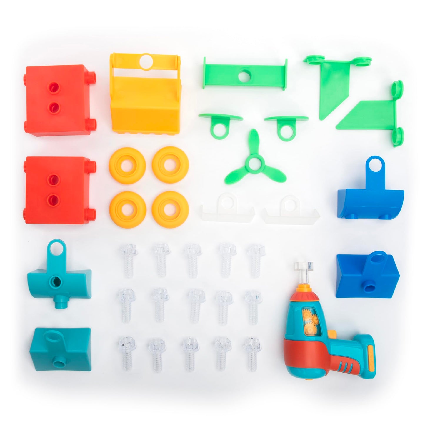 Educational Insights Design & Drill Build-It Bucket with Electric Drill Toy, 41 Pieces, Preschool STEM Toy, Gifts for Boys & Girls, Ages 3+