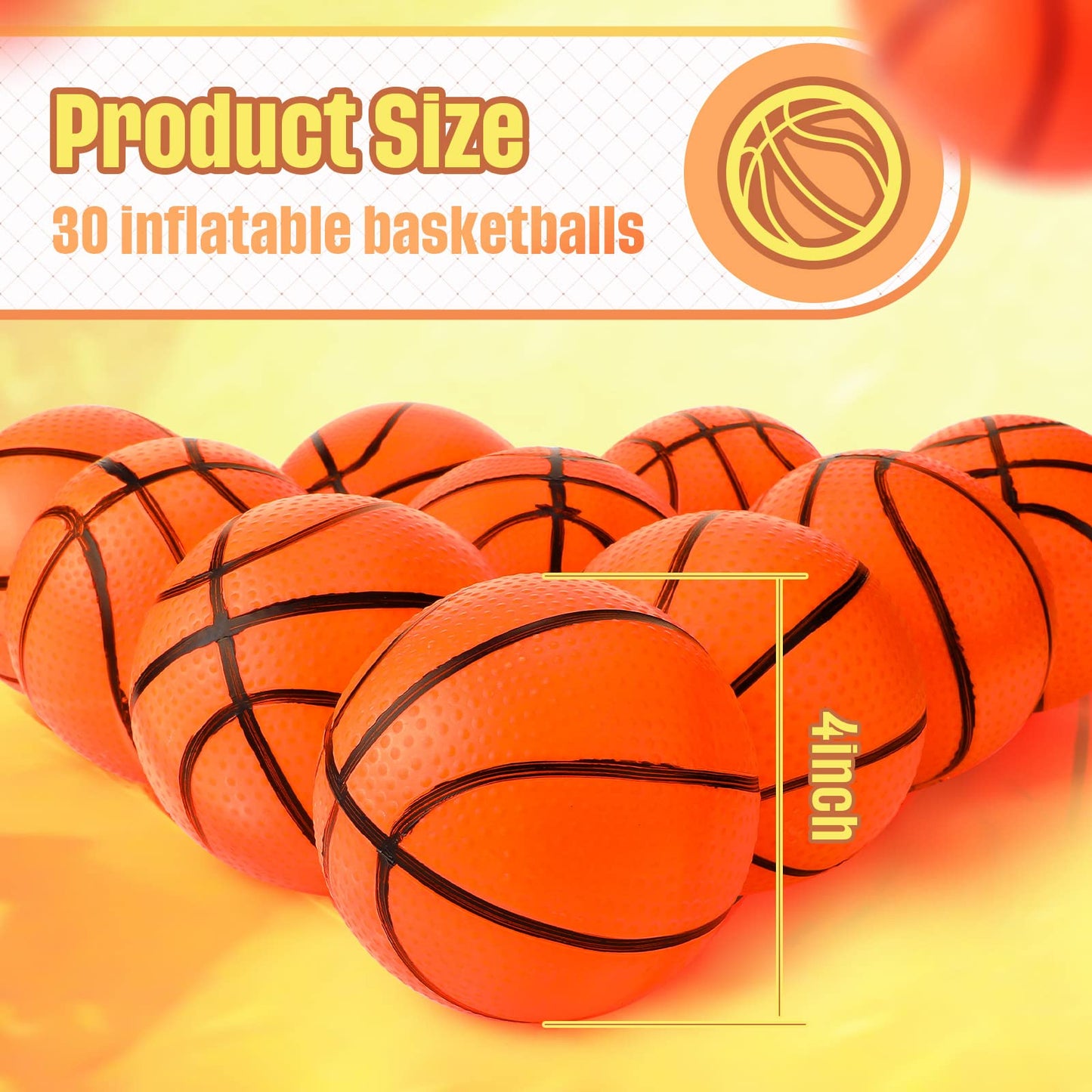 30 Pieces Mini Inflatable Basketballs Mini Hoop Basketballs Pool Ball for Beach Pool Sports Game Party Supplies, 4 Inches