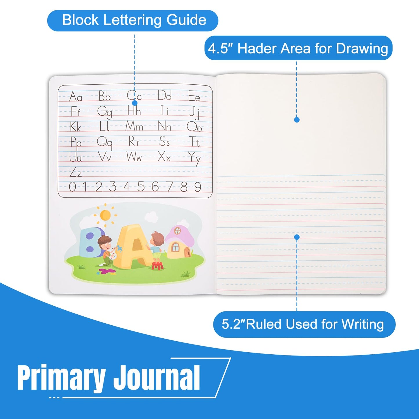 Principal Lines 24 Pack Primary Composition Notebook K-2, Primary Ruled Journal, Draw and Write Journal for Kids, Notebook School Supplies for Students, Hard Cover, 200 Pages(100 Sheets)