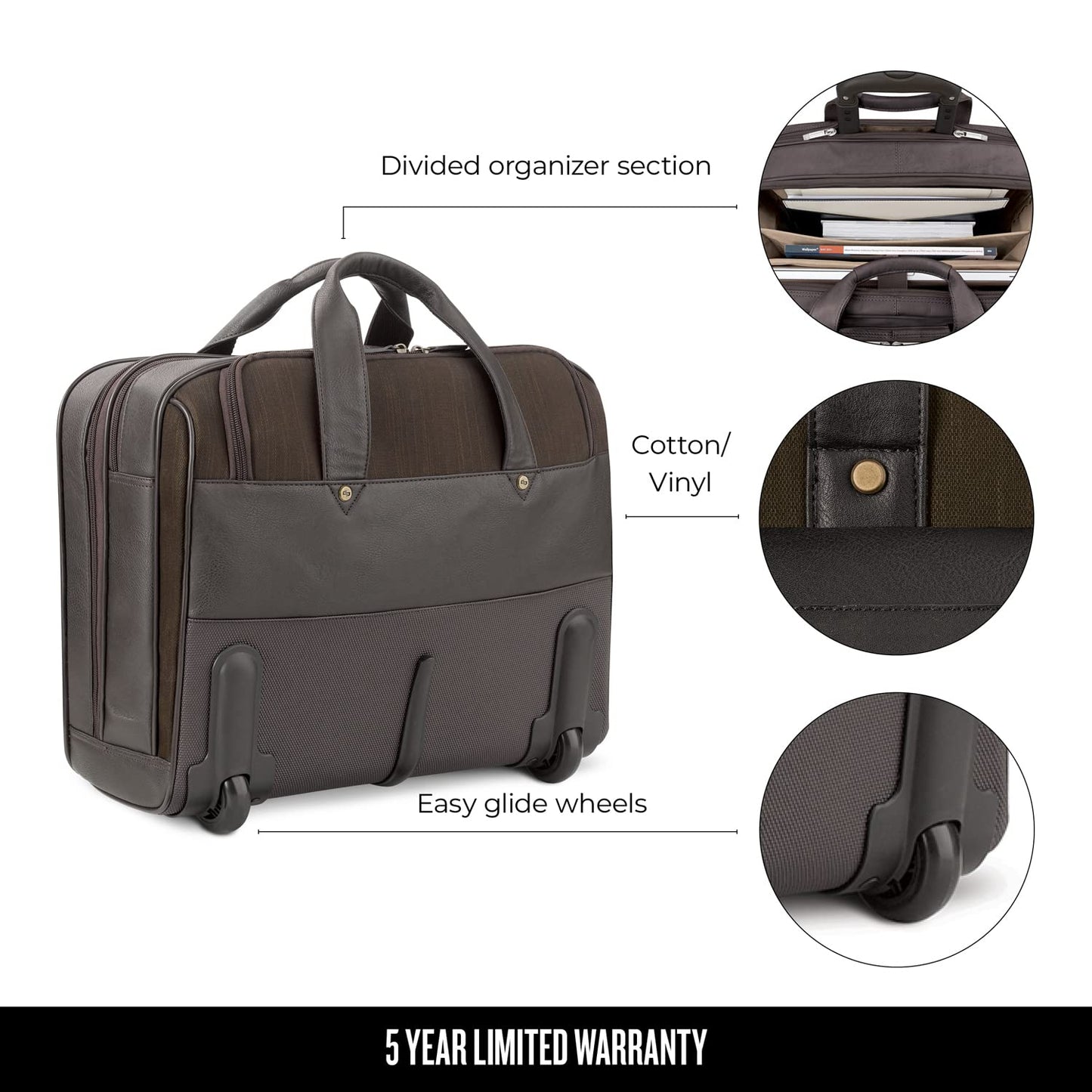 Solo MacDougal Rolling Laptop Bag, Espresso