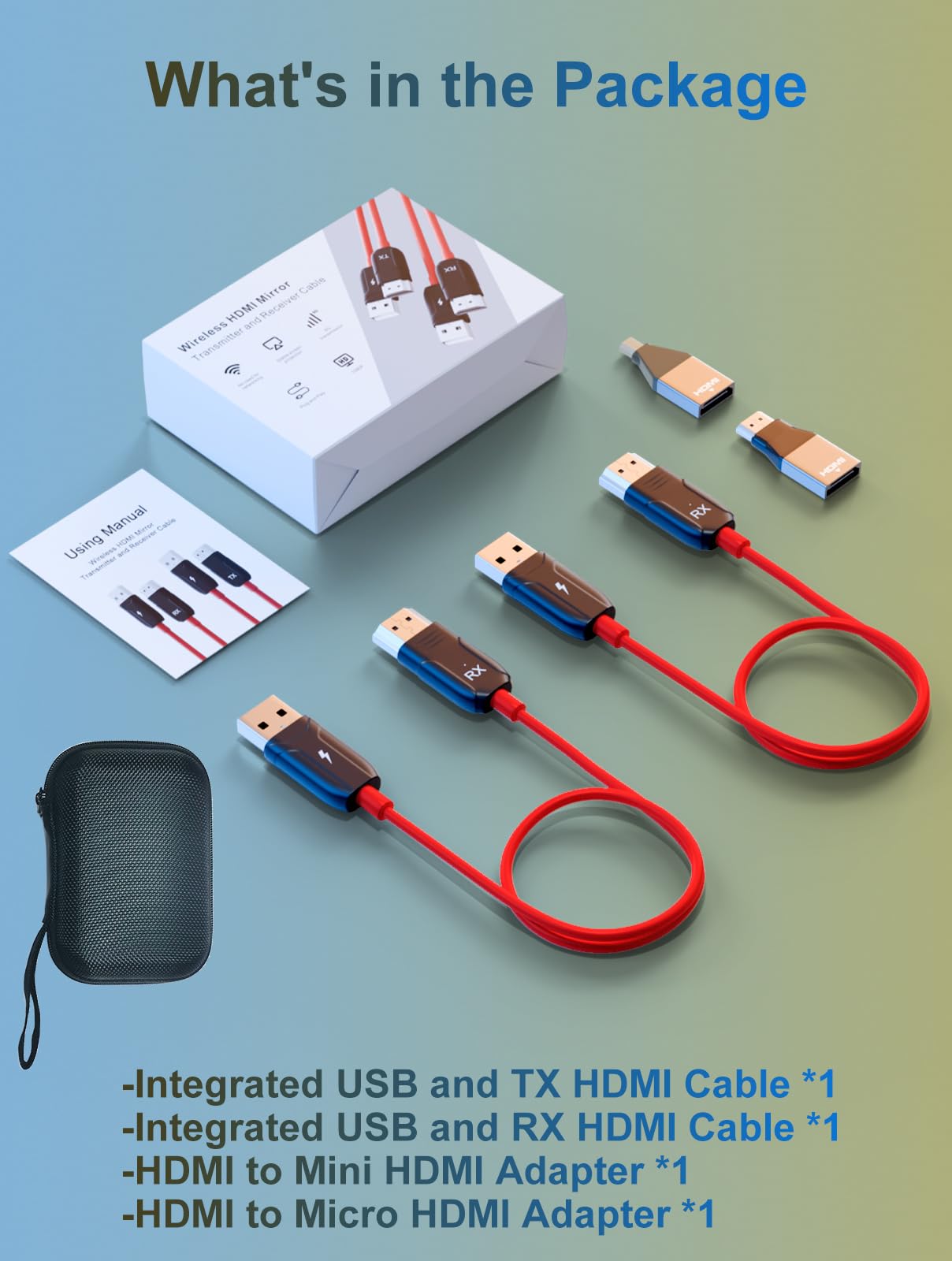 LXJADAP Wireless HDMI Transmitter and Receiver, 4K Decode 1080P@60Hz Ultra HD Video Output Wireless HDMI, 2.4G/5.8G Plug&Play for Streaming Video and Audio to Monitor from PC/Projector/Laptop/TV Box