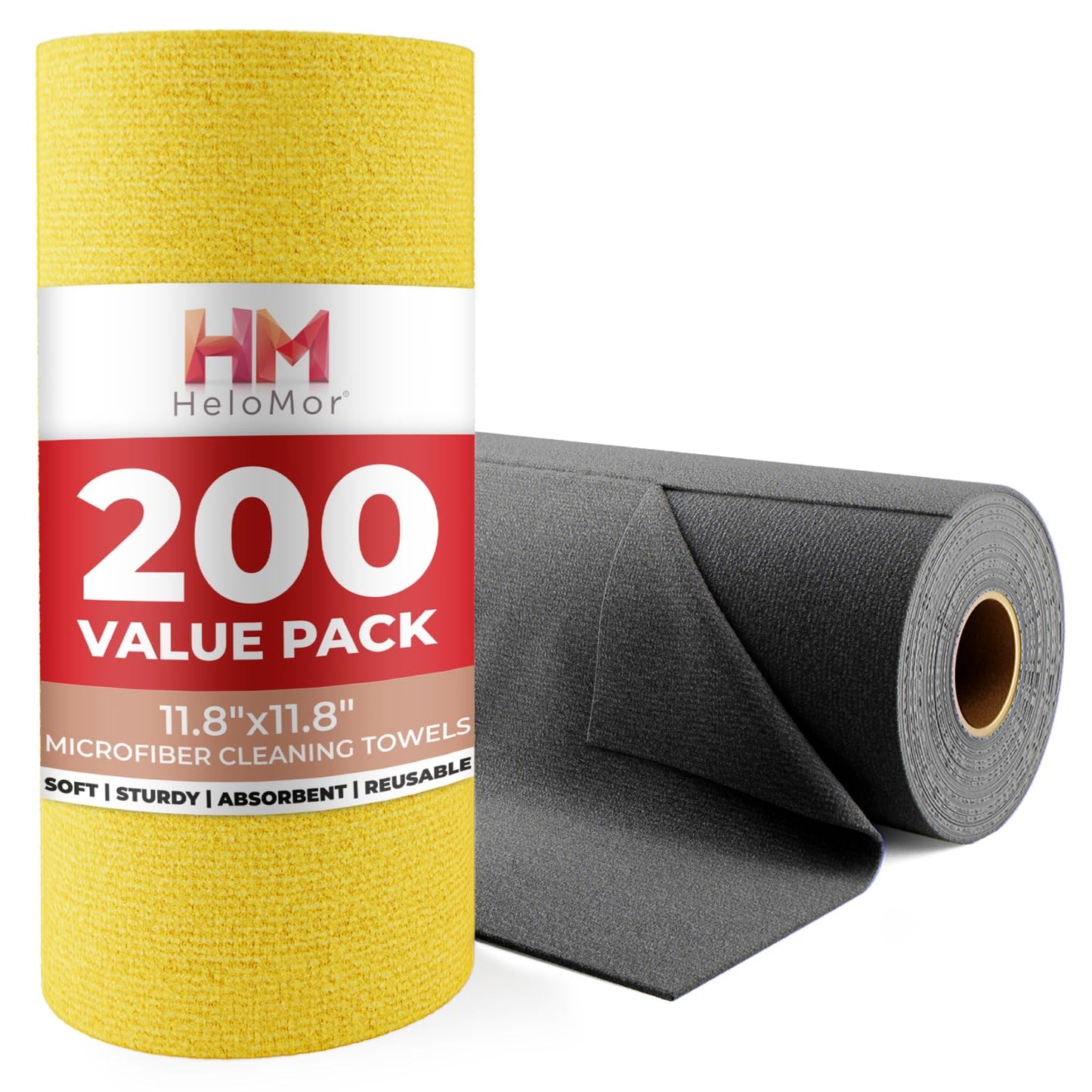 200 Pack Microfiber Cleaning Cloth Roll - Tear Away Reusable Paper Towels Washable, 11.8" Ultra Absorbent Cleaning Supplies for Housekeeping, Cleaning Rags Microfiber Towel, Lint Free Cloth Value Pack