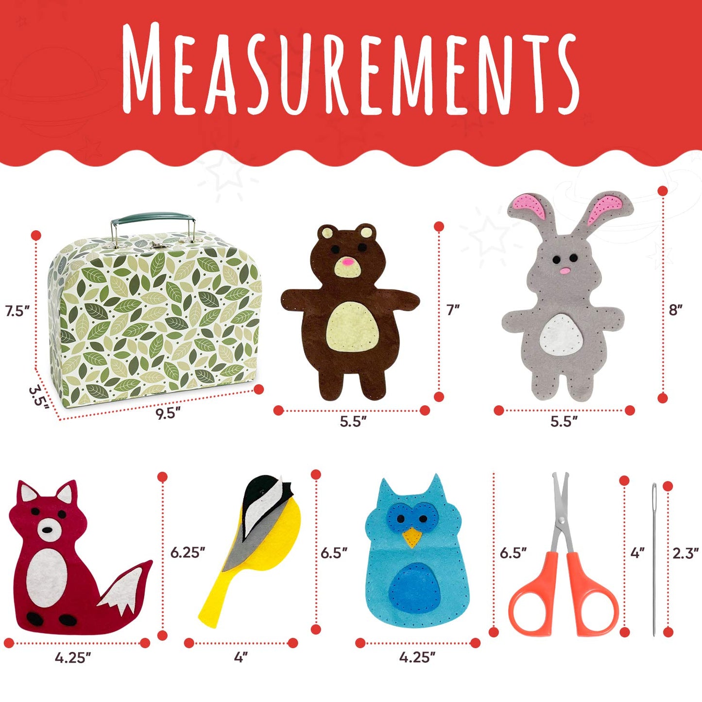 Woodland Animals Kids Sewing Kit - Offers Hours of Artful Fun for Girls & Boys - Ideal Kids Crafts Kit & Party Activity includes All Craft Supplies & Easy Instructions for Ages 7 to 12