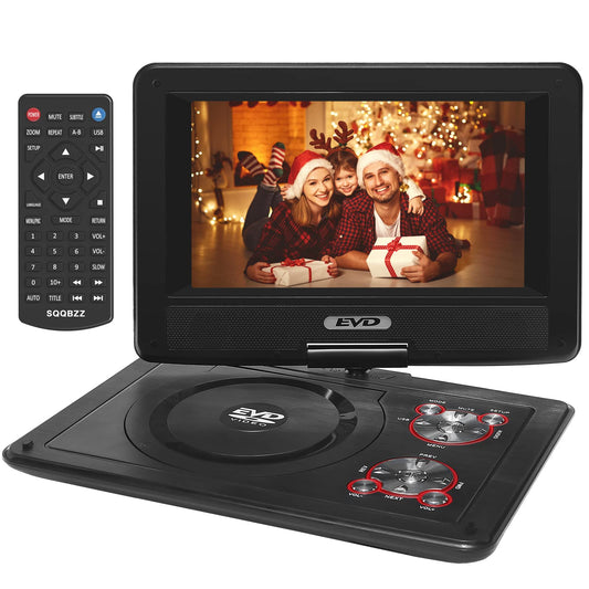 11.5" Portable DVD Player with 9.5" Swivel Screen, 5-Hours Rechargeable Battery,Car DVD Player,Support CD/DVD/SD Card/USB,Regions Free,Dual Speakers, Black…