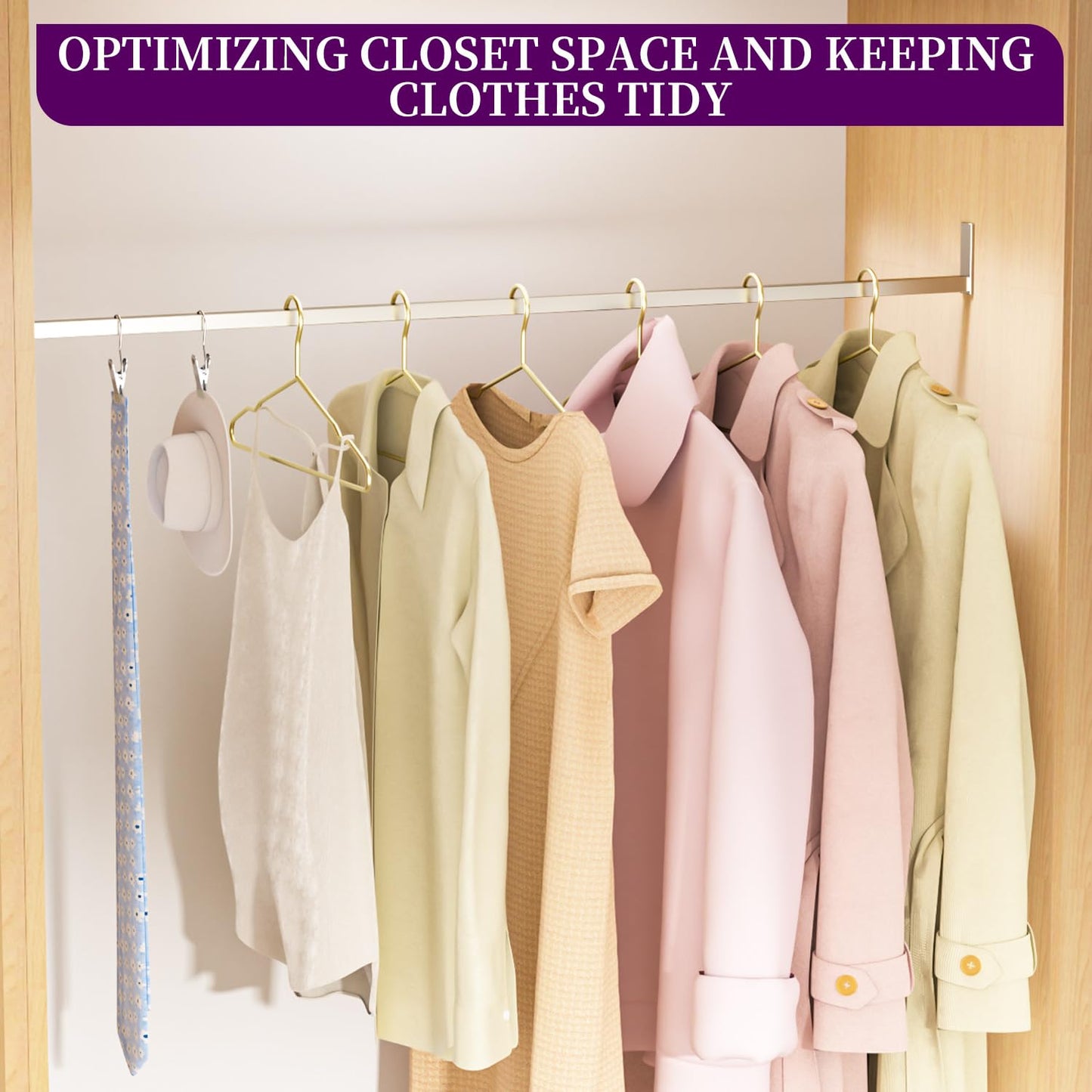 40Pack Gold Hangers + 5 Clothes Pins, Premium Glossy Gold Strong Metal Hangers, Upgraded Thickened Reinforced 50lbs Weight Capacity, Suitable for Heavy Coats, Jackets, Shirts, Dresses