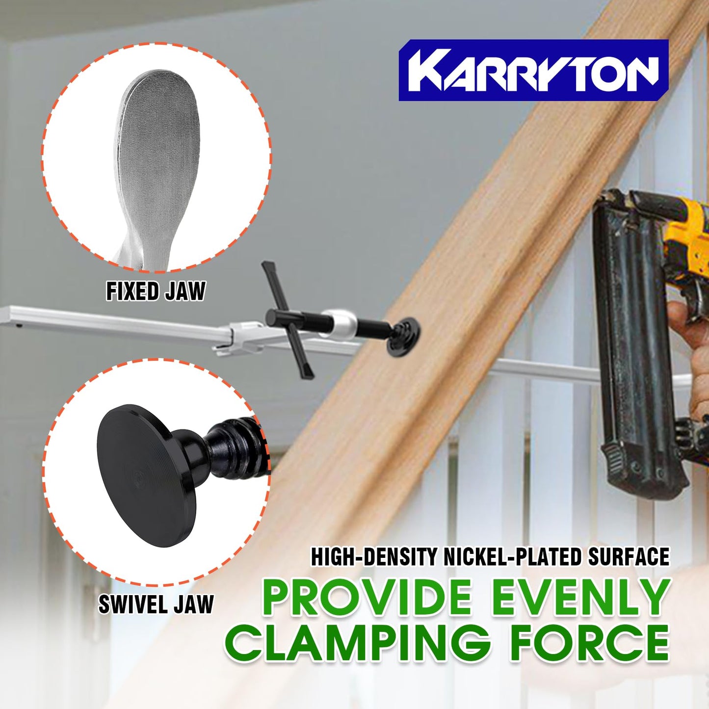KARRYTON 4-Pack Heavy Duty 12"(300x120mm) F-Clamp w/ 4-3/4" Throat Depth, Bar Size 1"x15/32", 1400LB Clamping Force, Drop Forged Steel Bar Clamps for Wood, Metal, Pipe, Welding and DIY Projects
