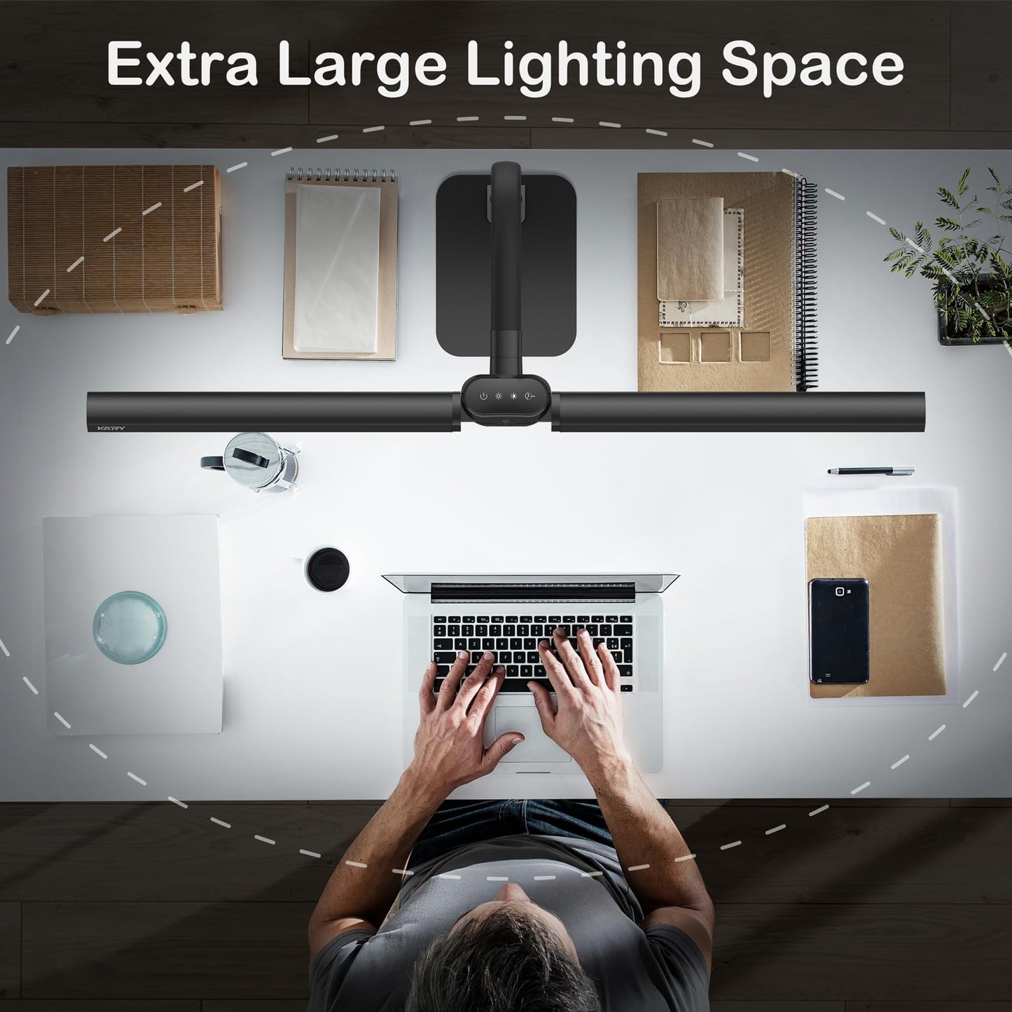 Desk Lamp with USB Charging Port for Home Office 24w Architect Remote Base Dual Task Led Light Modern 5 Color Modes Dimmable Adjustable Gooseneck Double Head Reading Drafting Eye Caring Tall Lamps