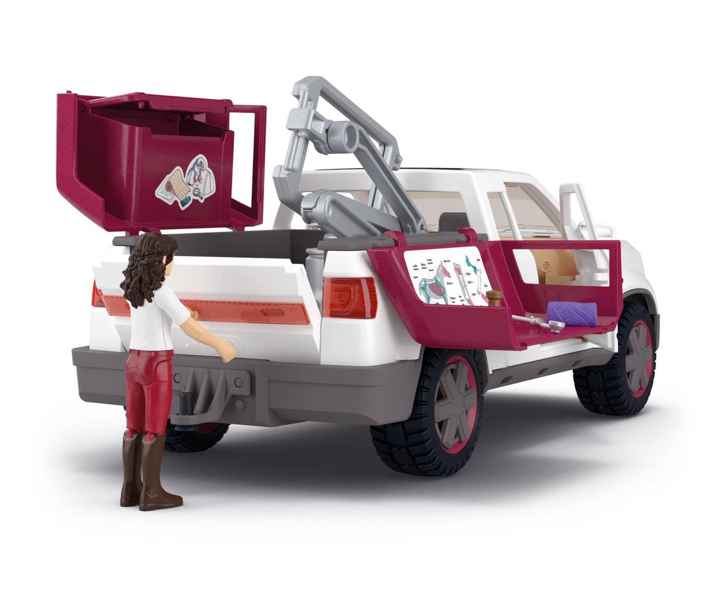Schleich Horse Club - 90 PC Mobile Vet with Trailer Playset - Includes Toy Horse Figurine, Poseable Veterinarian Figure, Moveable Truck and Accessories - Interactive Play Toys for Kids Ages 5+| 42704