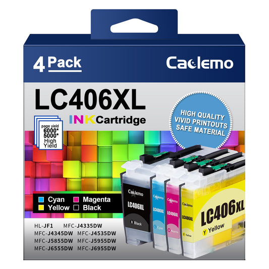 LC406XL Ink Cartridges for Brother Printer for Brother LC406XL LC406 LC 406XL for Brother LC406 Ink Cartridges Compatible with Brother MFC-J4335DW,MFC-J5855DW,MFC-J4535DW,MFC-J6555DW Printer (4 Pack)