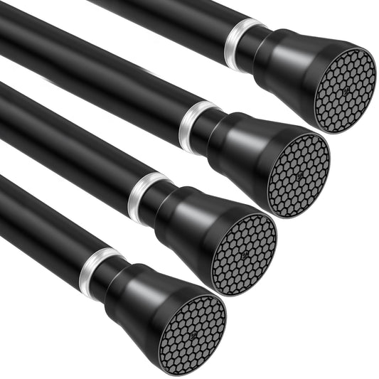 4Pack Black Tension Curtain Rod for Windows 28 to 48 Inch,7/8"Small Shower Curtain Rod for Bathroom,Pressure Spring Tension Curtain Rod No Drilling for Closet Doorway Kitchen
