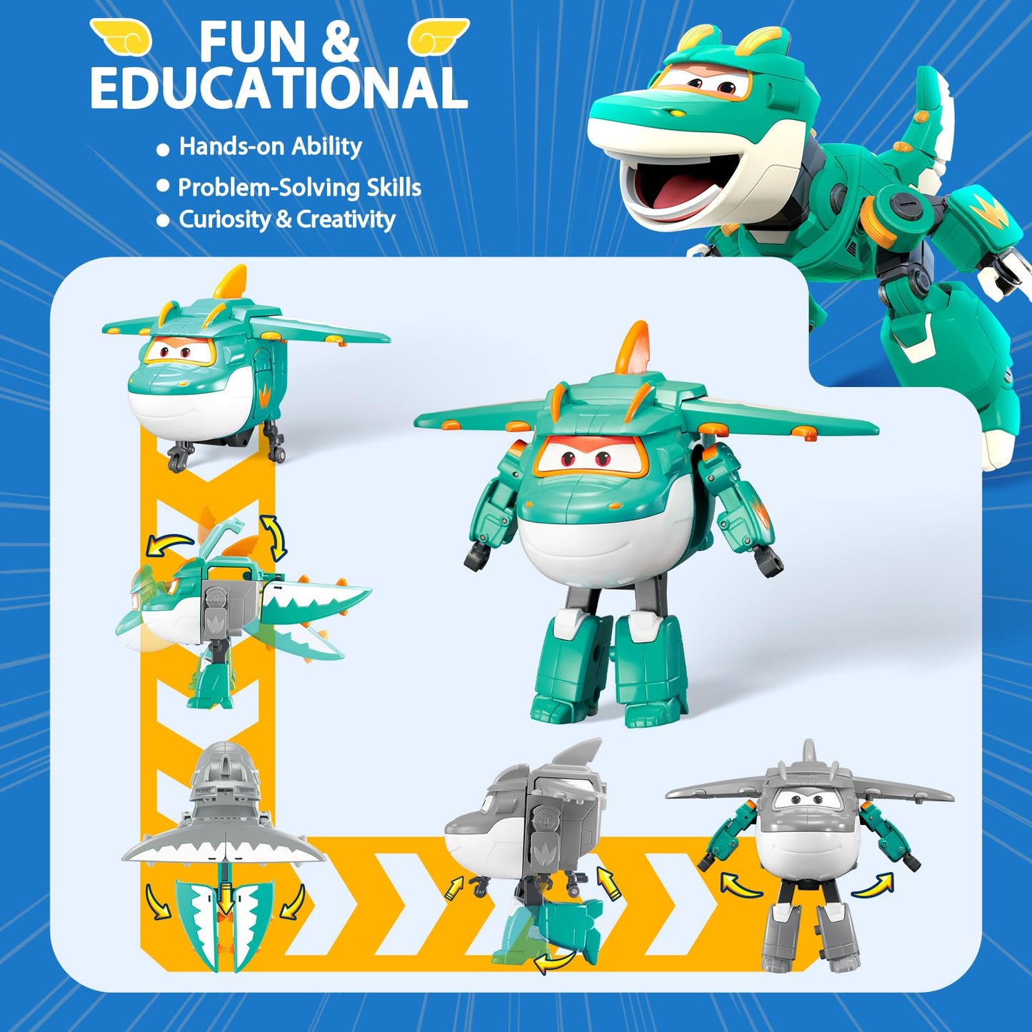 Super wings Transforming Tino & Pet transformables Robot Characters Toys for Boys and Girls 3 4 5 6 7 8 Years Old