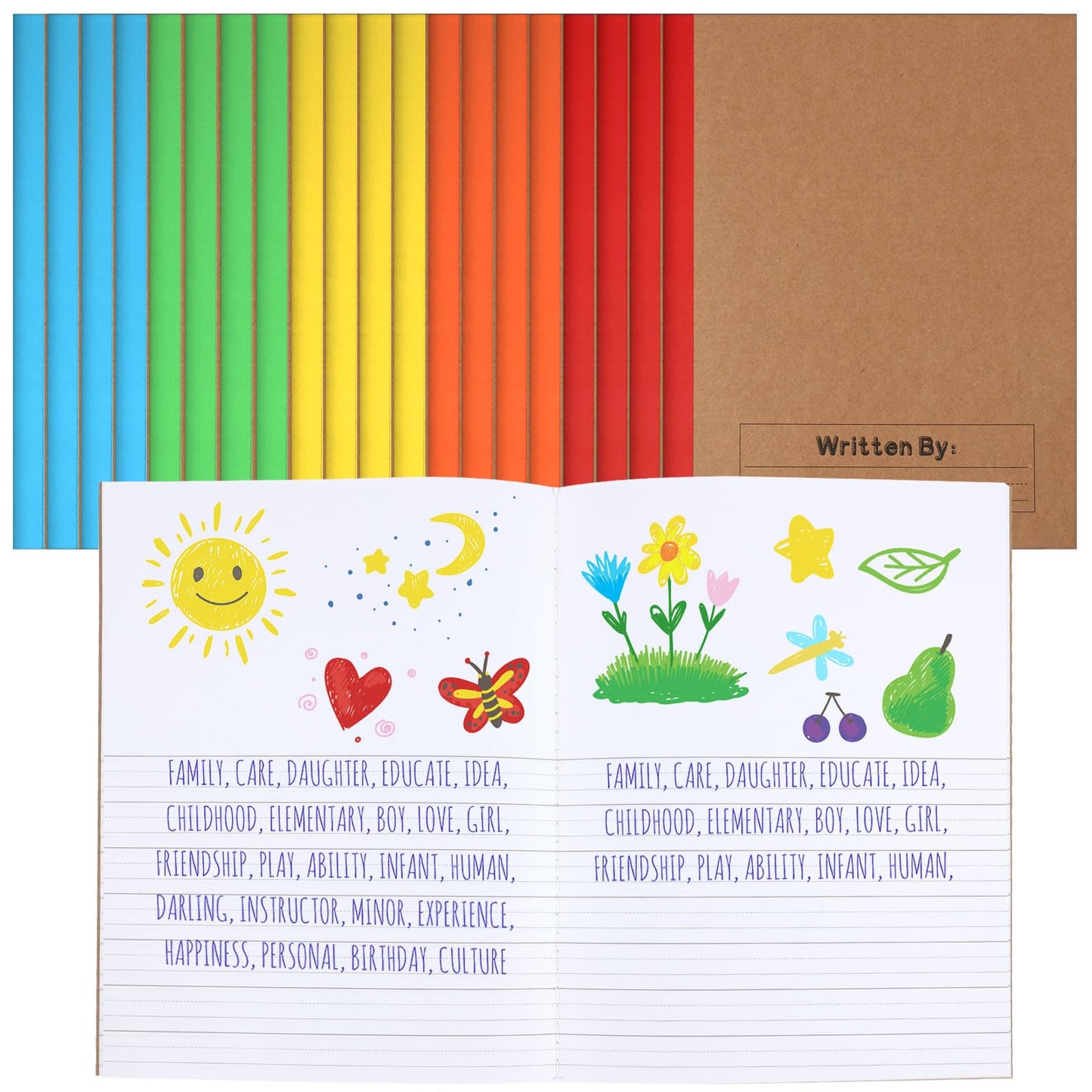 Henoyso 20 Pack Primary Composition Notebook, 9-3/4" x 7-1/2", Kids Primary Journal, K-2 Writing Notebook for Kids Student Draw Write Story Journal Half Blank Books(Bright Color)