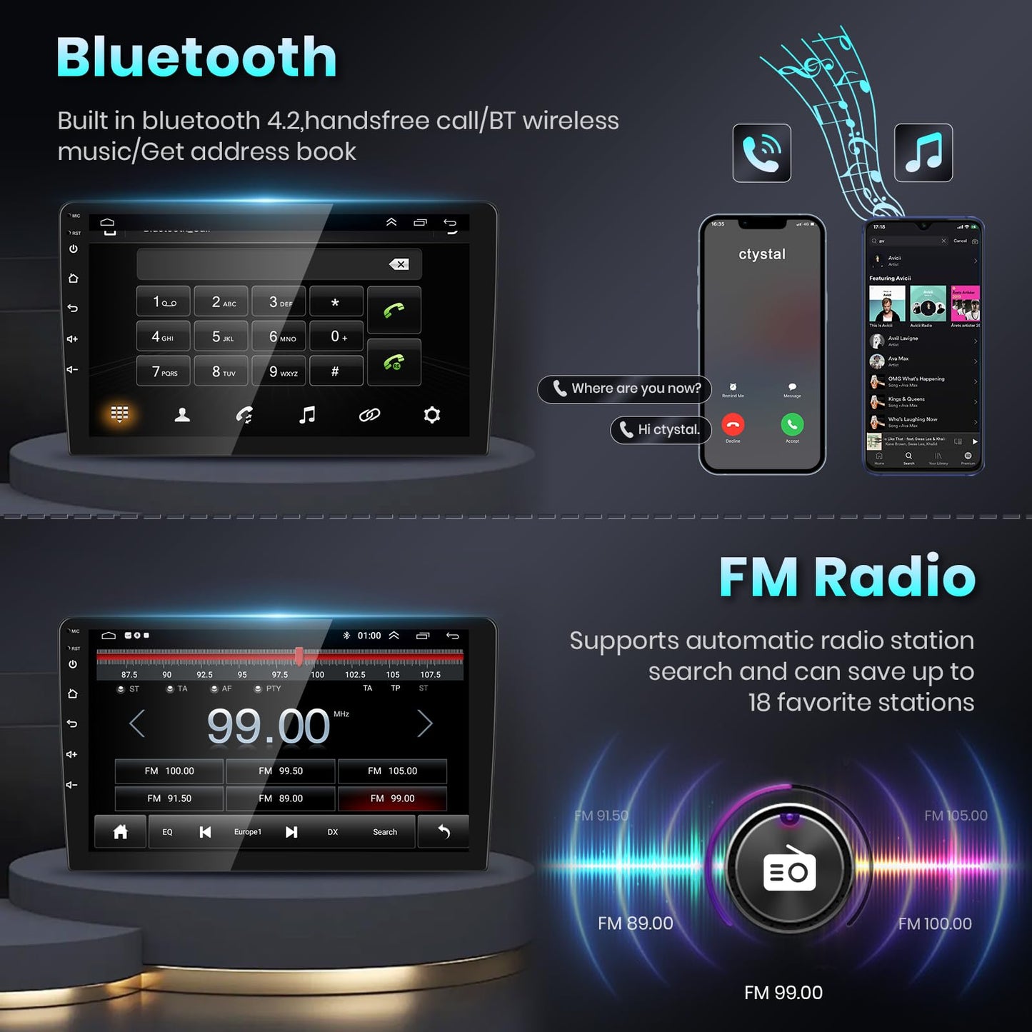 【HiFi 16EQ】 2G+64G Car Stereo Radio for Nissan Altima 2008-2012 Manual A/C with Carplay Android Auto MirrorLink,Podofo 9inch 1080P IPS HD IPS Touchscreen Bluetooth RDS FM Radio GPS WiFi Backup Camera