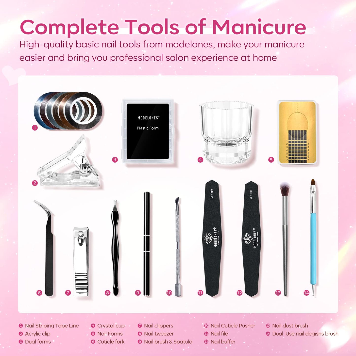 Modelones Poly Nail Gel Kit 8 Rosy Pink Colors with 48W LED Nail Lamp Poly Extension Gel Complete Nail Art Tools Professional Starter Manicure Kit Supplies Rhinestone GlittersBeauty Gift DIY at Home