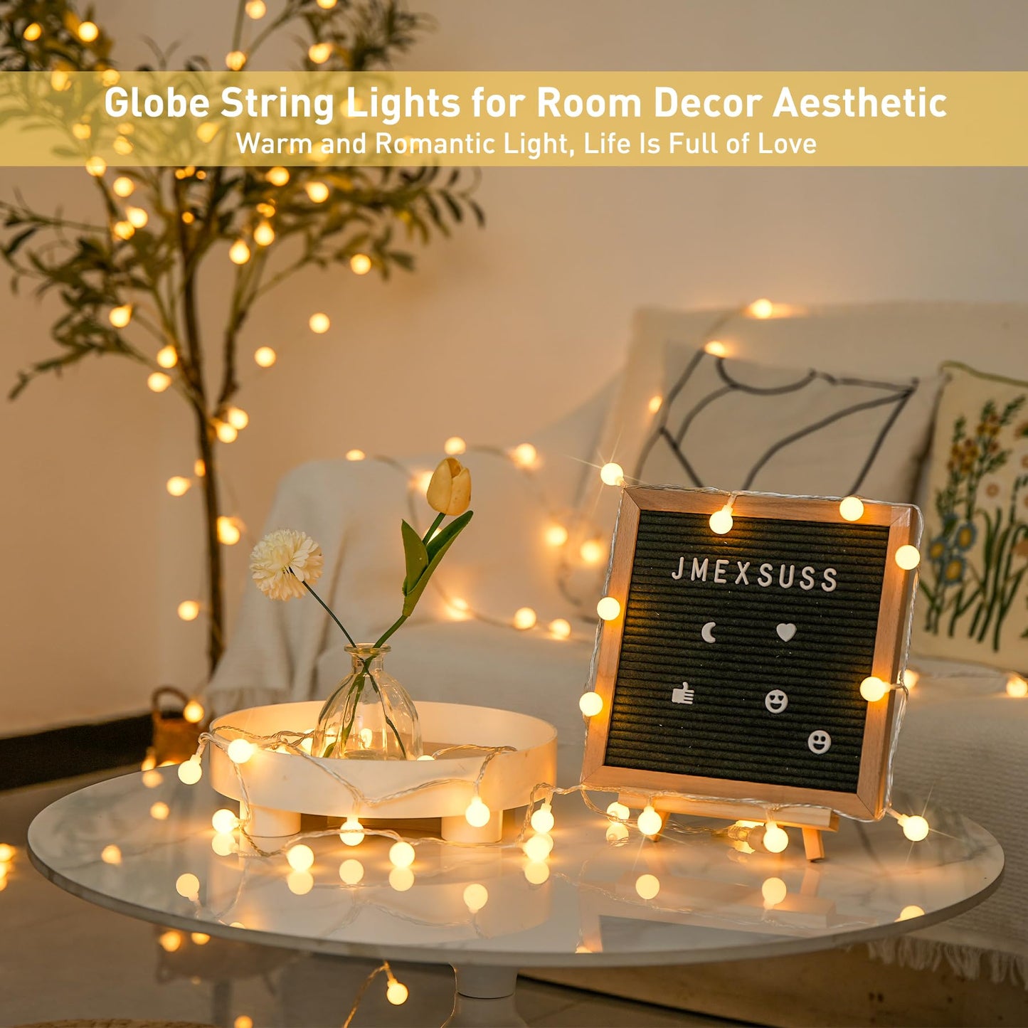 147ft Globe String Lights Outdoor Waterproof, 300 LED Indoor Christmas Lights Plug in with Remote, Hanging Fairy Light for Bedroom Holiday Party Patio Garden Christmas Decorations, Warm White