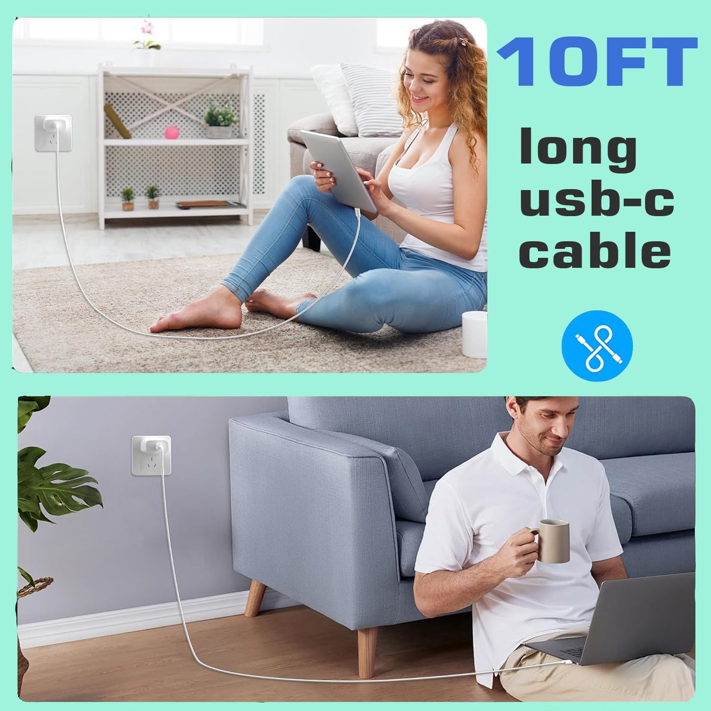 iPhone 15 Charger Fast Charging, 3Pack 20W USB C Fast Charger Plug 10ft USB C to USB C Cable Cord Compatible iPhone 15/15 Pro/15 Pro Max/15 Plus,iPad Air M2 11/13inch,iPad Pro M4 11/13inch,iPad Air4/5