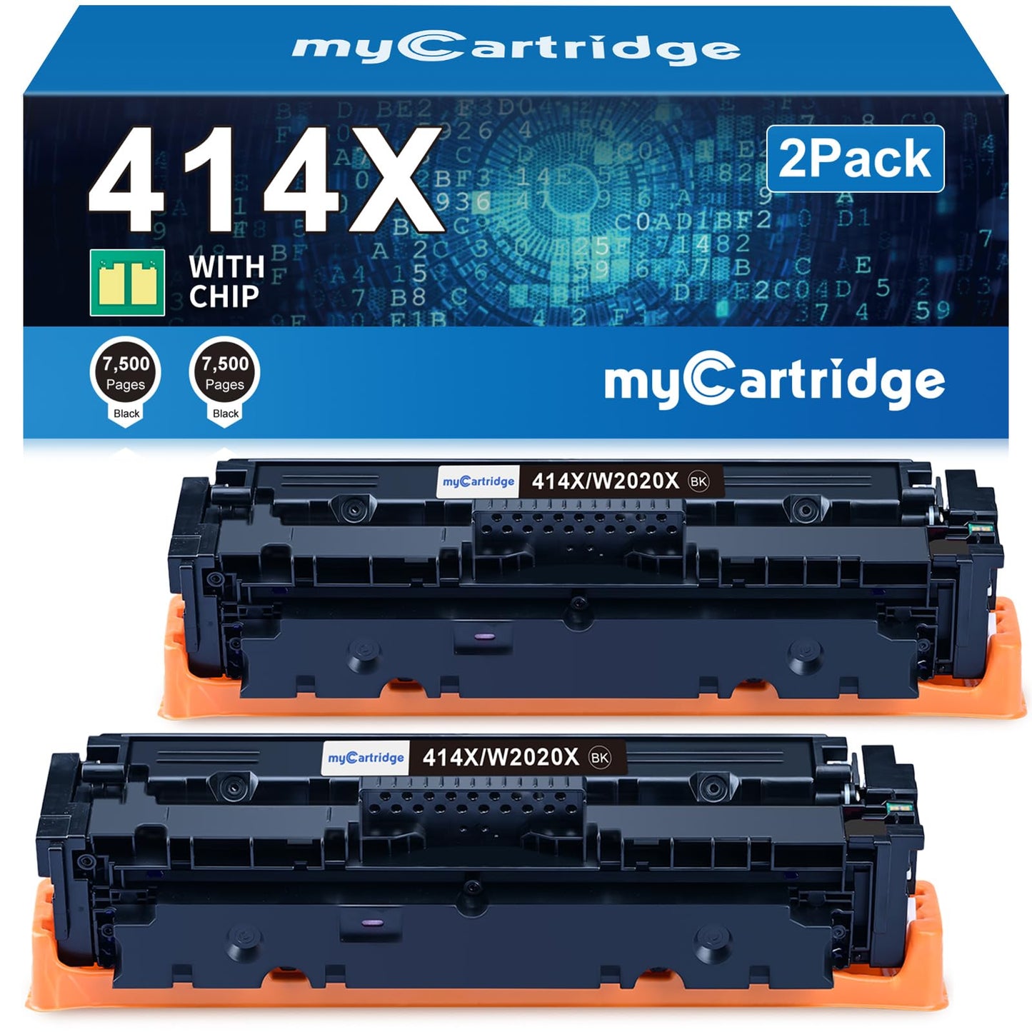 414X Black Toner Cartridge 2 Pack High Yield (with Chip) Compatible Replacement for HP 414X 414A for Color Laserjet Pro MFP M479fdw M479fdn M479dw Pro M454dw M454dn M479 M454 Printer Ink W2020X W2020A