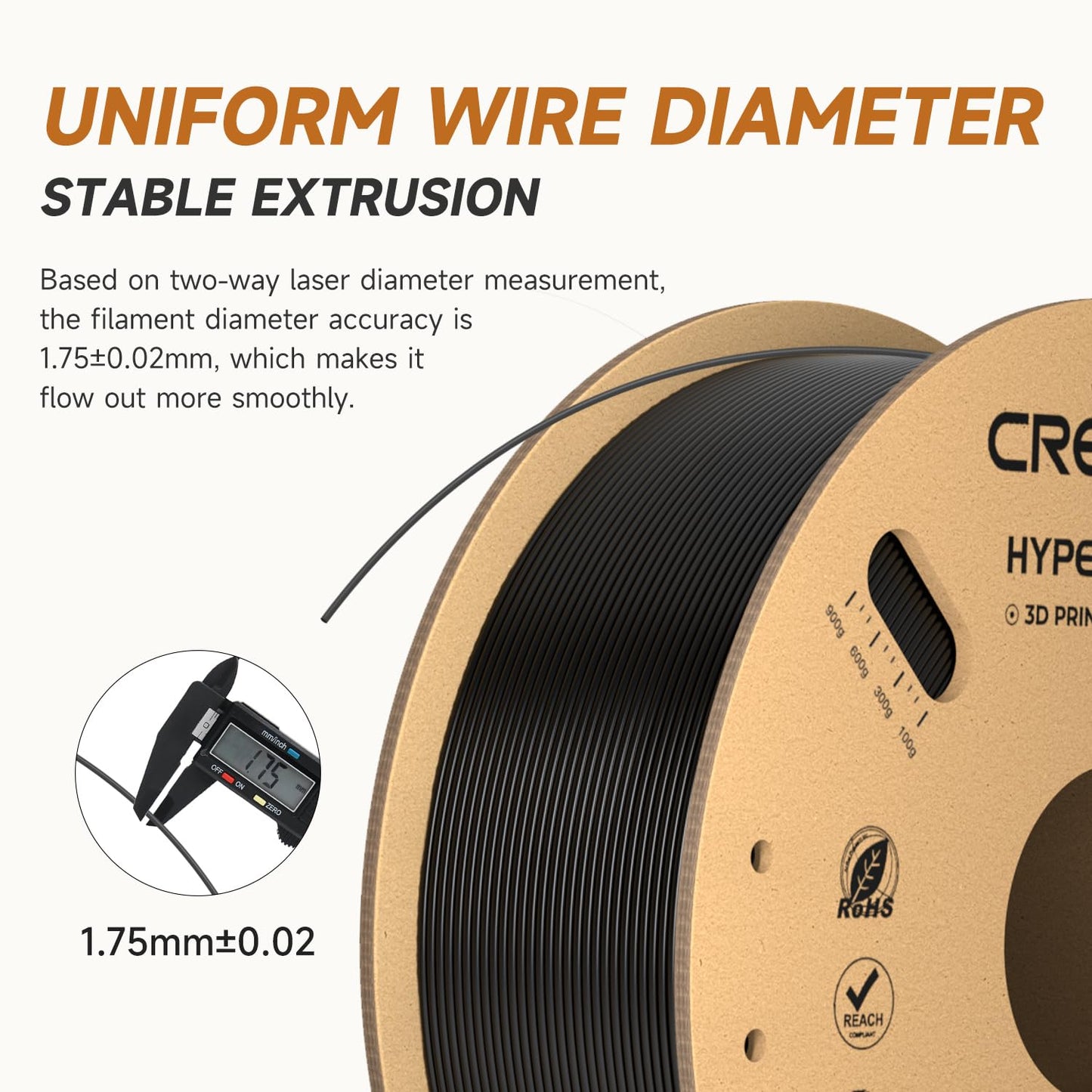 Creality Hyper PLA Filament 1.75mm Black 2KG, 30-600mm/s High Speed PLA 3D Printer Filament, 2 Pack 1kg Spool(2.2lbs) PLA, Dimensional Accuracy +/-0.02mm, Fit Most FDM 3D Printer