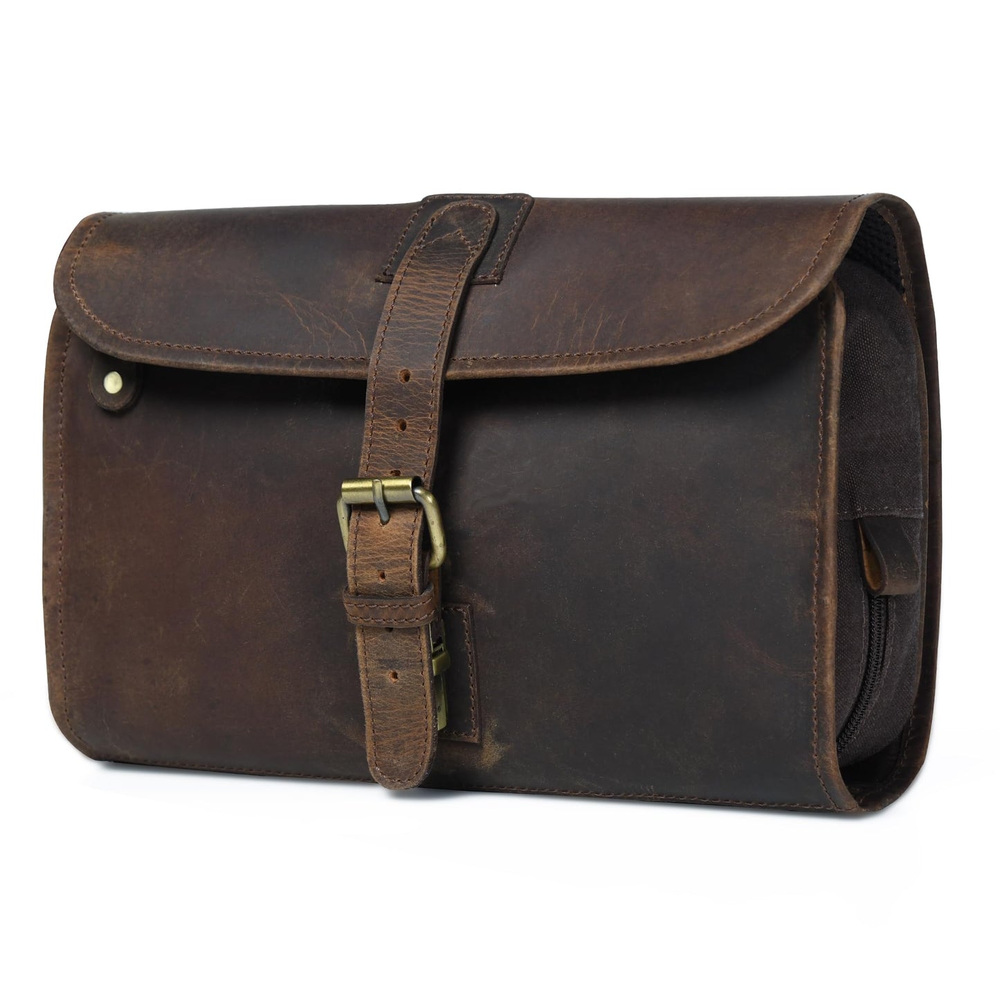LEATHER VILLAGE Hanging Toiletry Bag for Men & Women, Leather Toiletry Bag for Men, Mens Toiletry Bags for Traveling, Hanging Travel Toiletry Bag, Mens Travel Bag Toiletry, Dopp Kit Shower Bags-Brown