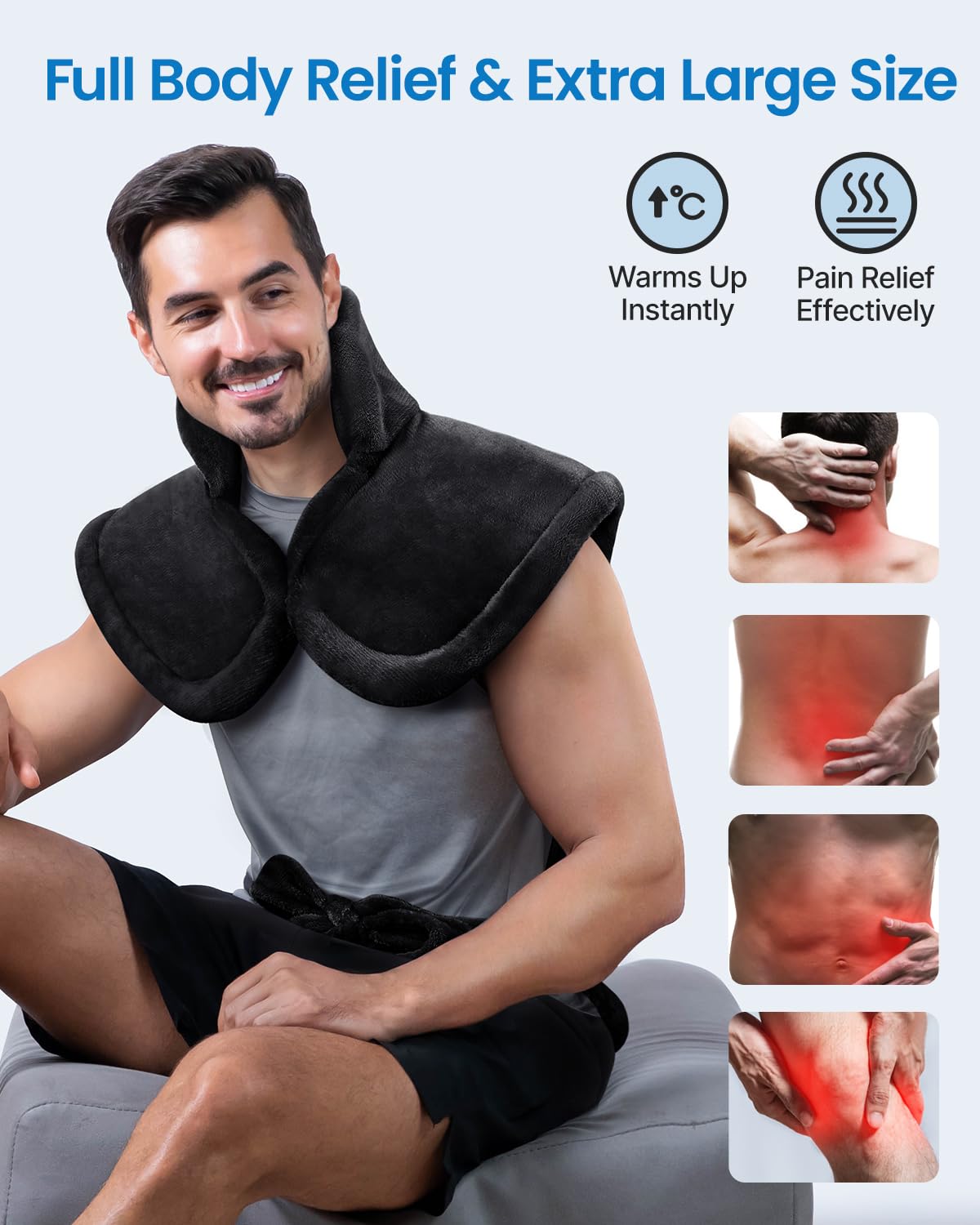 RENPHO Heating Pad for Neck and Shoulders and Back Pain Relief, Mothers Day & Fathers Day & Birthday Gifts for Mom Dad, FSA HSA Eligible, 24"x37" XL Large Heat Pad for Full Body, ETL Certified, Black