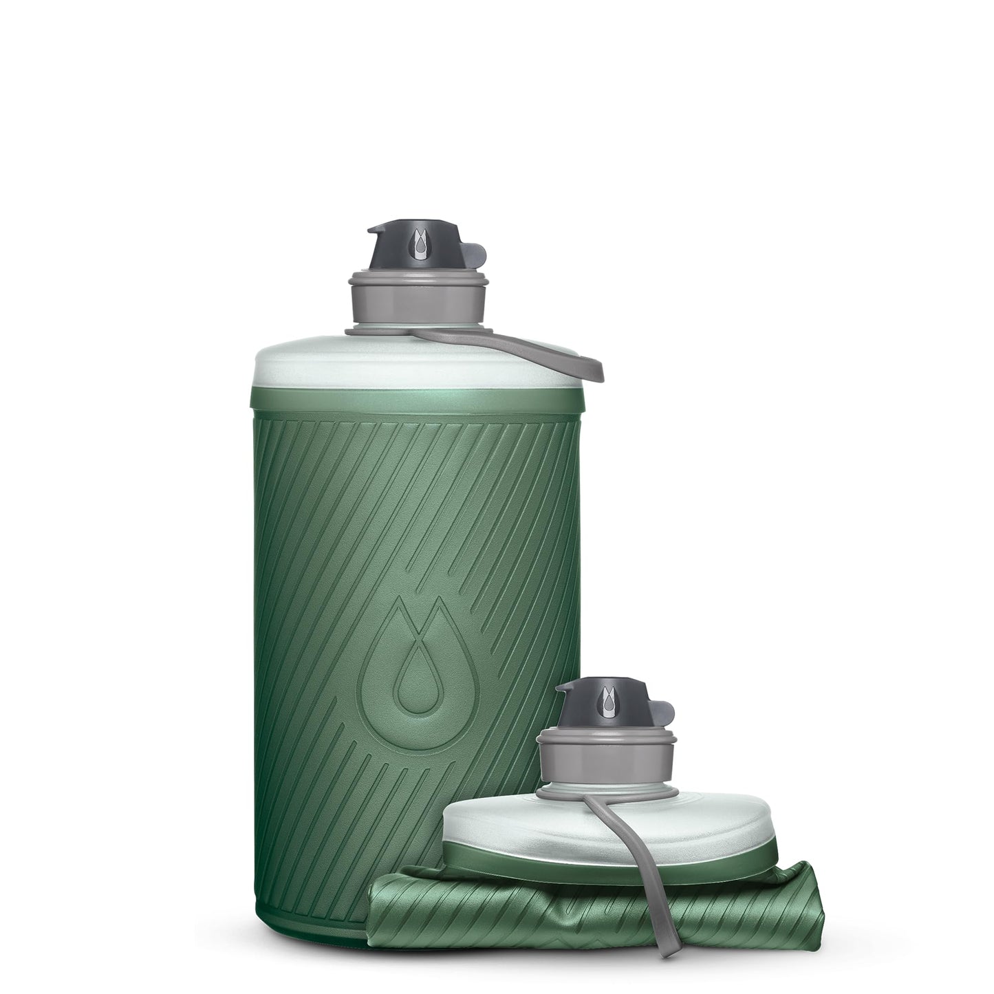 HydraPak Flux - Collapsible Backpacking Water Bottle (1.5 Liter) - BPA Free, Ultra Light, Spill-Proof Twist Cap - Sage Green