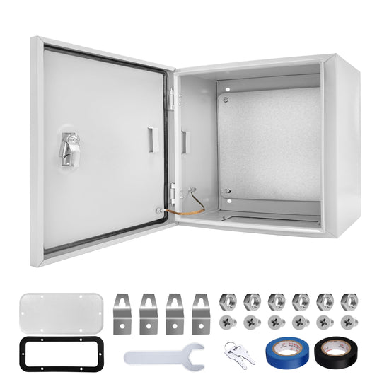 CXCESNS Outdoor Electrical Box 12 x 12 x 8''D NEMA 4X Enclosure Steel Box, Waterproof & Dustproof Outdoor/Indoor Lockable Electrical Junction Box, with Mounting Plate