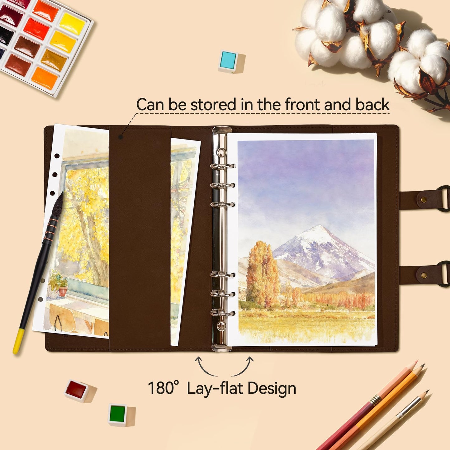 Lightwish Watercolor Sketchbook,100% Cotton Acid Free Watercolor Journal,300gsm/140lb Cold Press Watercolor Paper for Artists,Adults,Students,20 Sheets,5.8 * 8.2 Inches paper