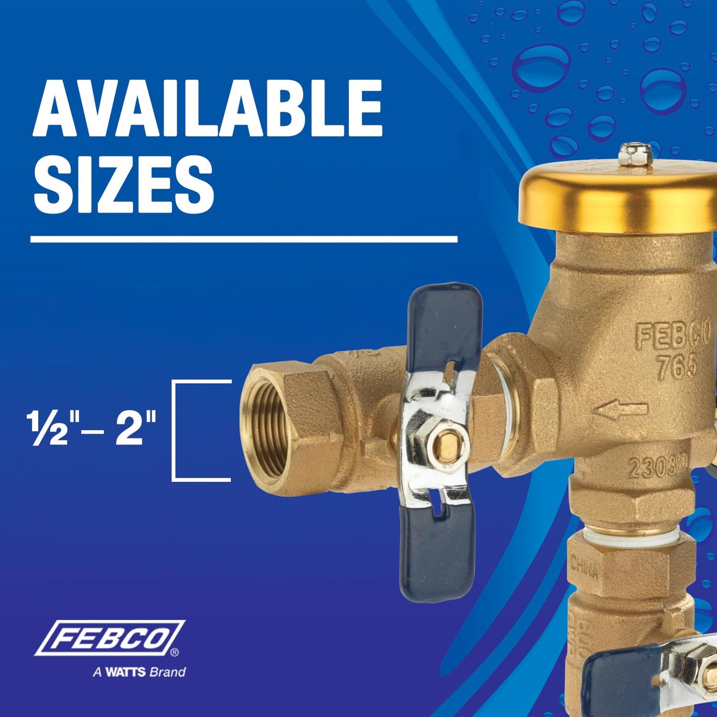 Febco 765 Series 3/4" Bronze Pressure Vacuum Breaker Backflow Preventer, Quarter Turn Shutoff, NPT Connections, Freeze Sensor with SentryPlus Alert Technology, Industrial Plants, Irrigation System