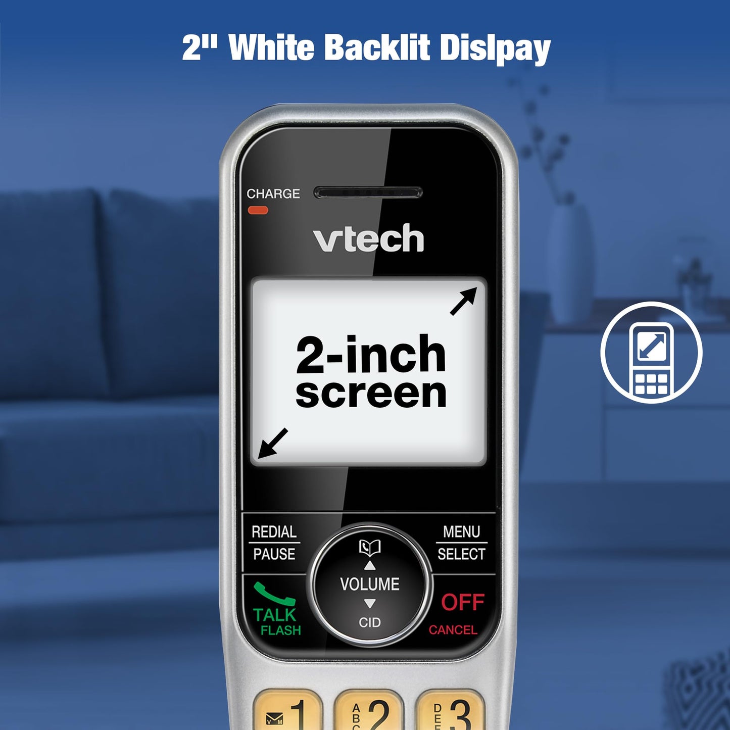 VTech 2-Handsets Cordless Phone System for Home with Call Block, Large Display & Buttons, Backlit Screen, Full-Duplex Speakerphone, Caller ID/Call Waiting, DECT 6.0, Table & Wall Mountable | CS5319-2