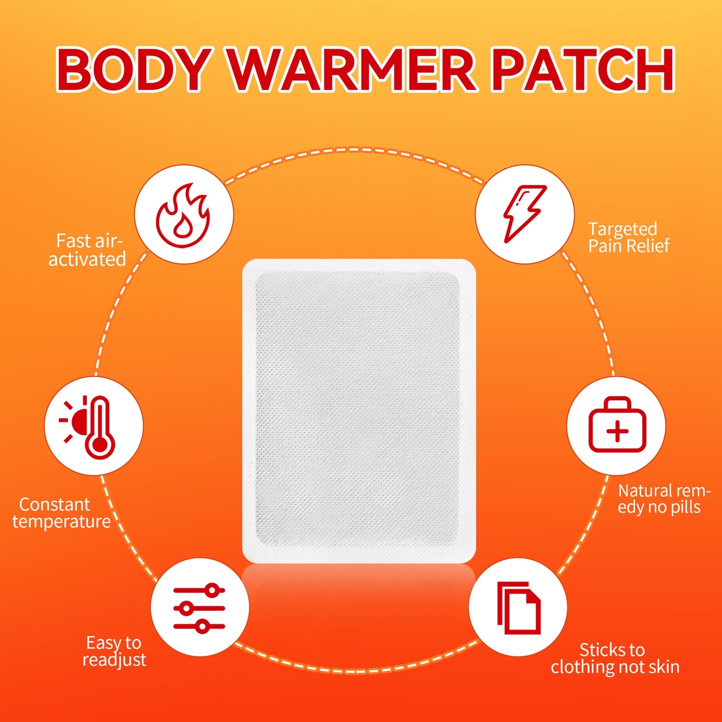 KONGDY 40 Pack Heat Therapy Patches, Adhesive Heat Patches for Neck, Knee, and Upper or Lower Back Heat Wraps Portable Air Activated Patch