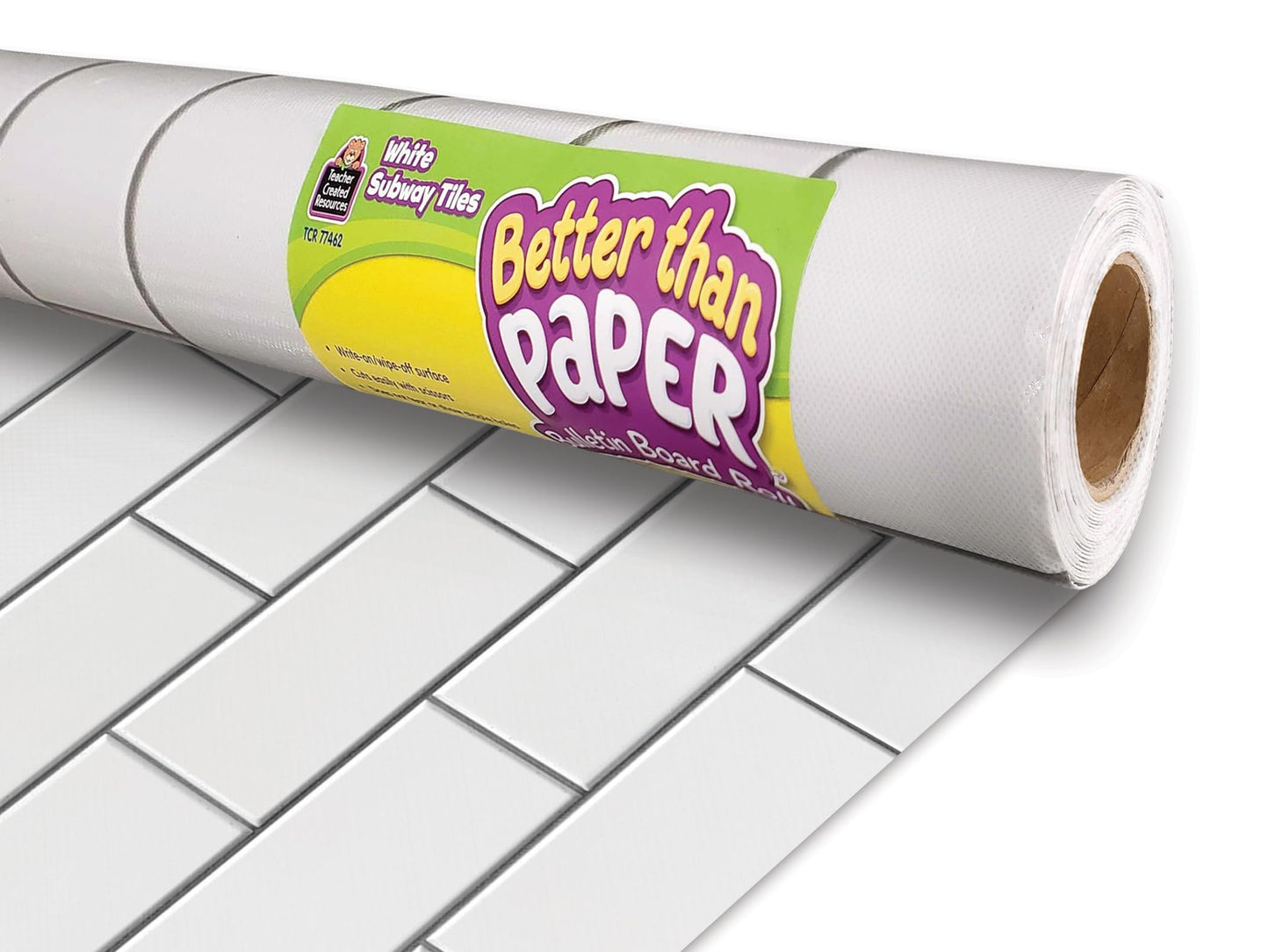 Teacher Created Resources White Subway Tiles Better Than Paper® Bulletin Board Roll (TCR77462)