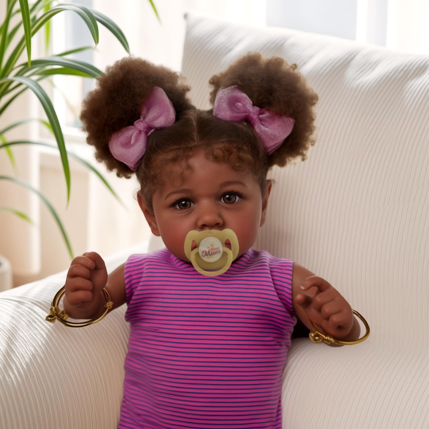 JIZHI Reborn Baby Dolls Black - 22 Inch Lifelike Soft Body Realistic-Newborn Baby Dolls Taupe Eyes Caramel Skin Tone Orange Crushed Flowers Skirt Real Life Baby Dolls Gift for Kids Age 3
