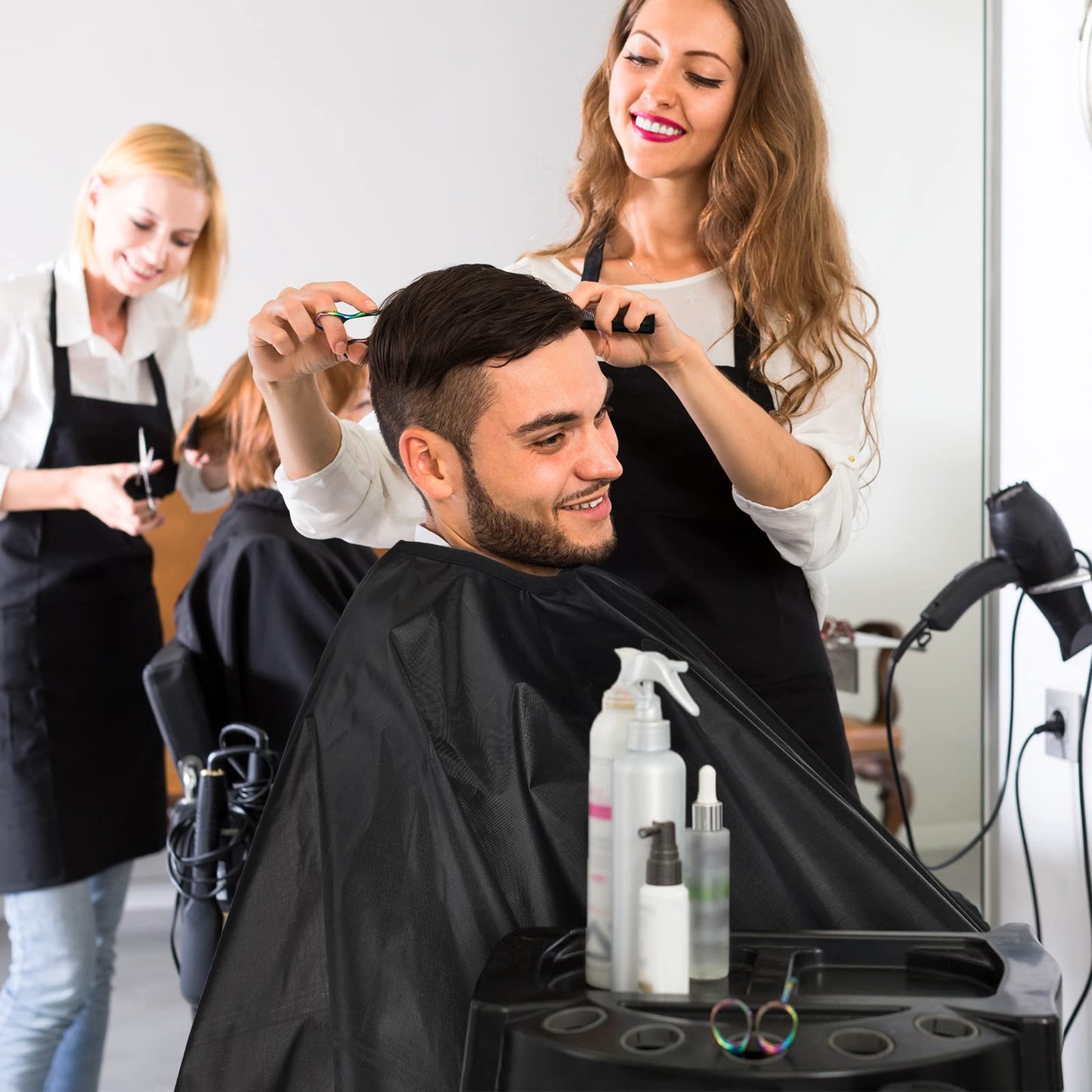 Foaincore 20 Pack Professional Hair Cutting Salon Nylon Cape Barber Styling Cape with Snap Closure Hair Capes (59 x 51 Inches)
