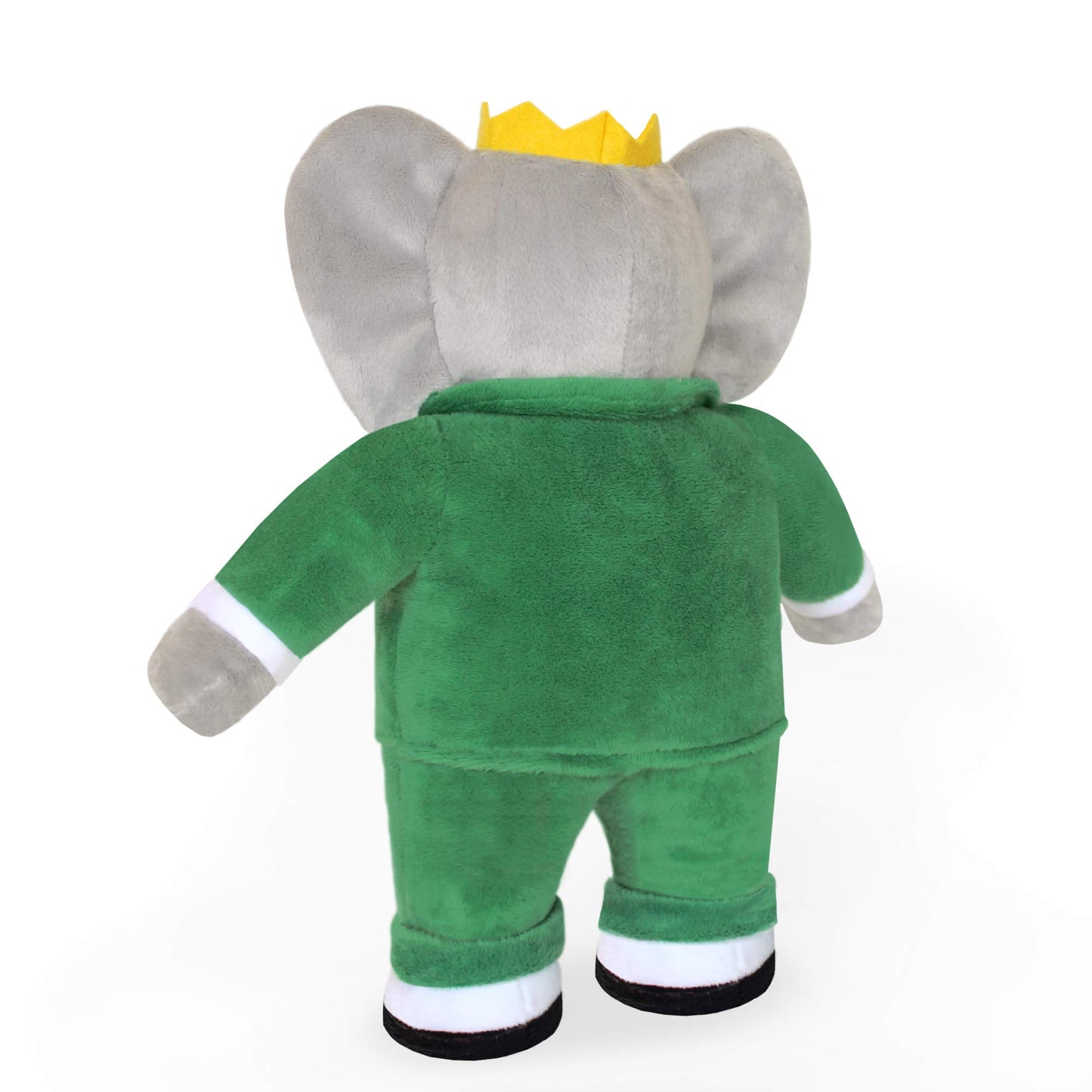 YOTTOY Babar Classic Standing Elephant Plush, Wearing Green Suit, Red Bowtie and Crown, Soft 13 Inch Babar Character Toy for Kids