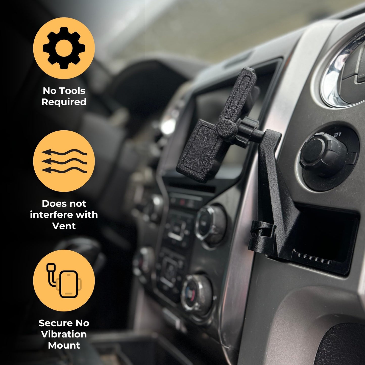 Phone Holder for Ford F-150 2009-2014, Lincoln Mark LT 2010-1014 - Custom Fit in Dash Pocket Phone Mount