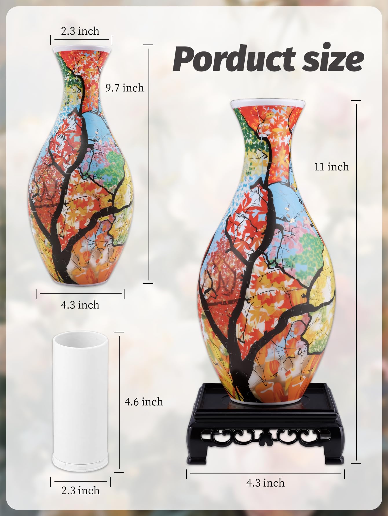 3D Puzzles Vase for Adults, 160 Pieces Curved Plastic Unique Flower Vase Puzzle Crafts for Flower Arrangements and Home Office Decor Gift Birthday Gifts for Women, Mother'Day (Autumn)